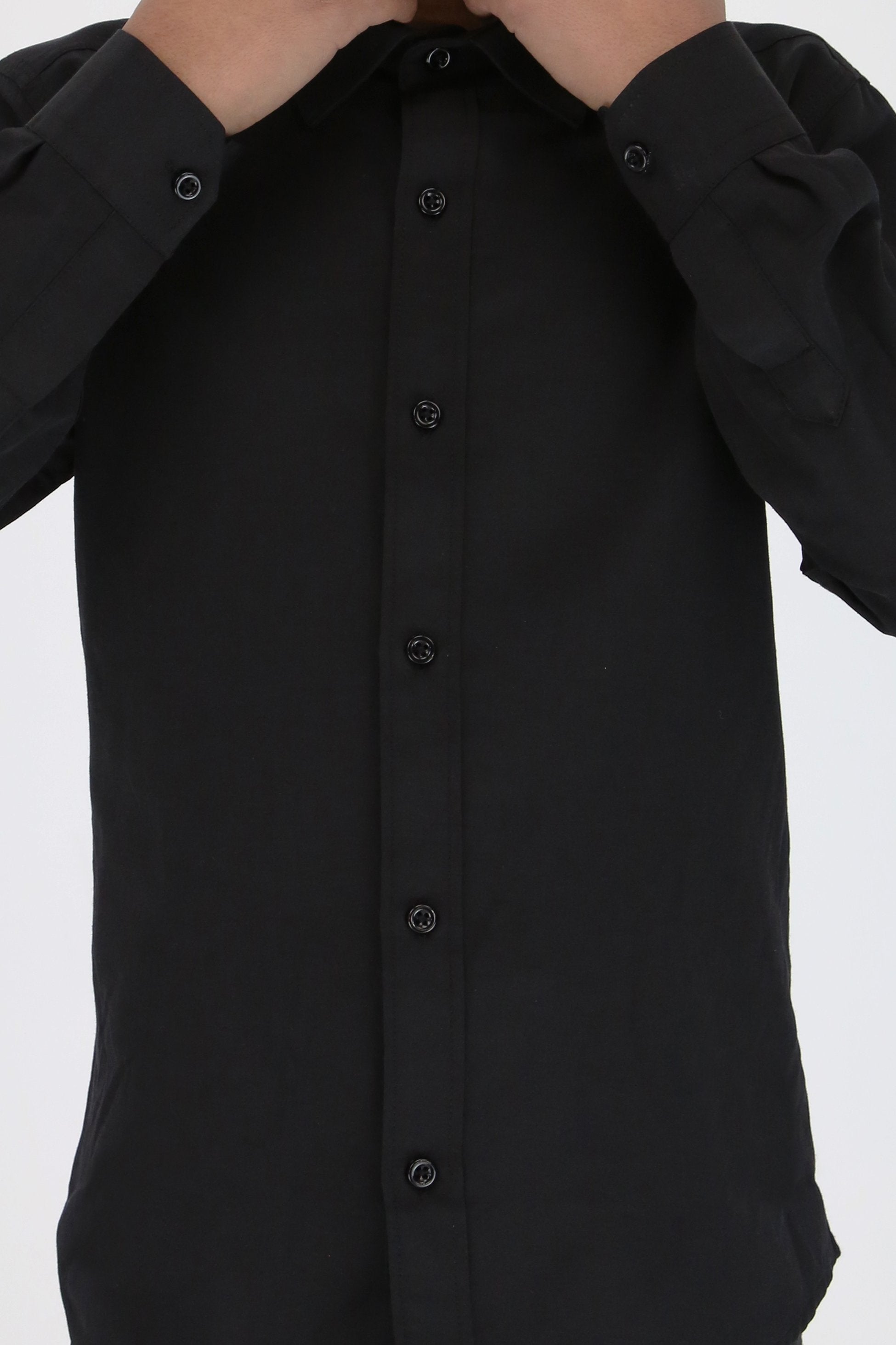 Chemise Classique Slim Fit en Coton pour Garçons - Noir