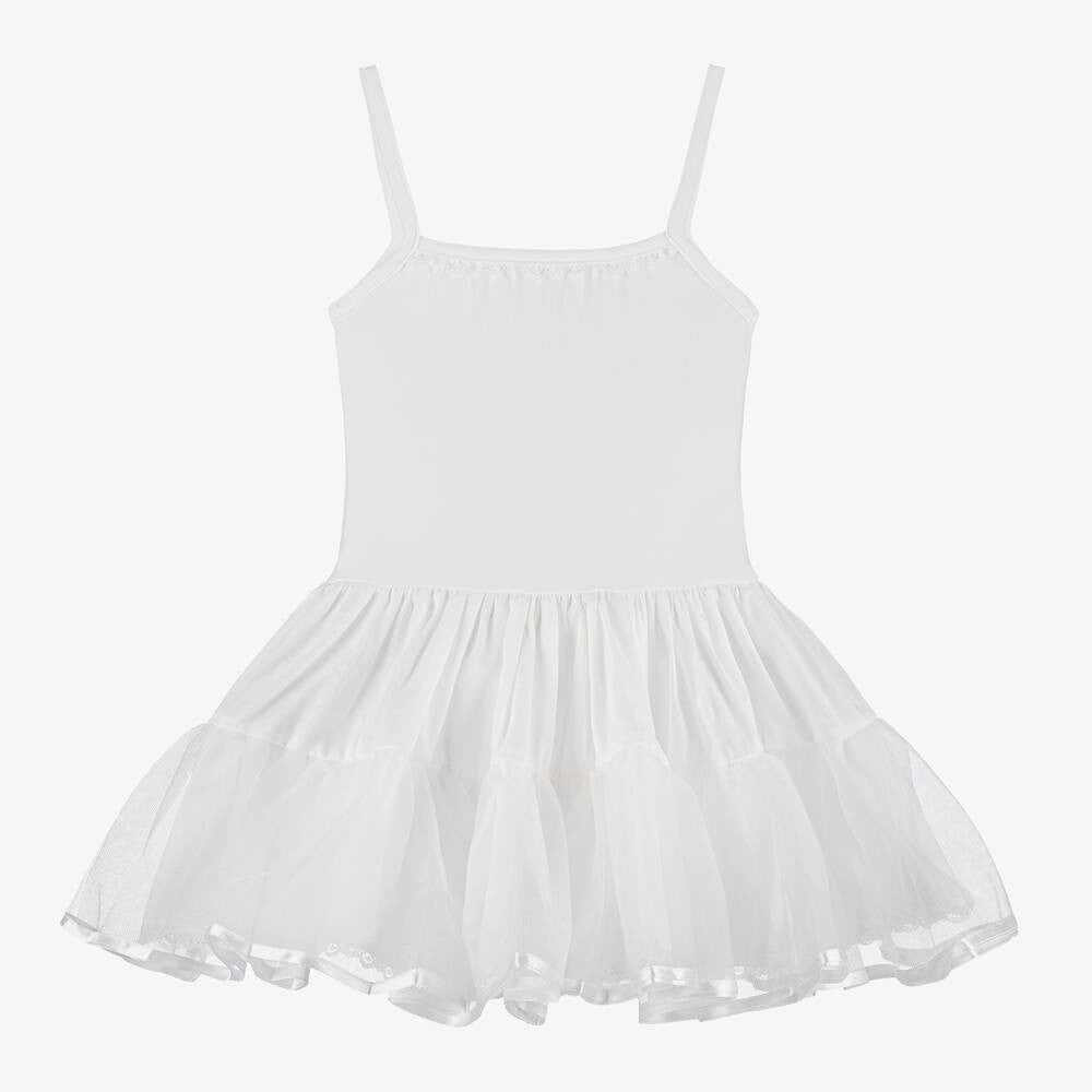 Baby Girl Ballerina Petticoat White Cotton Dress - Ivory