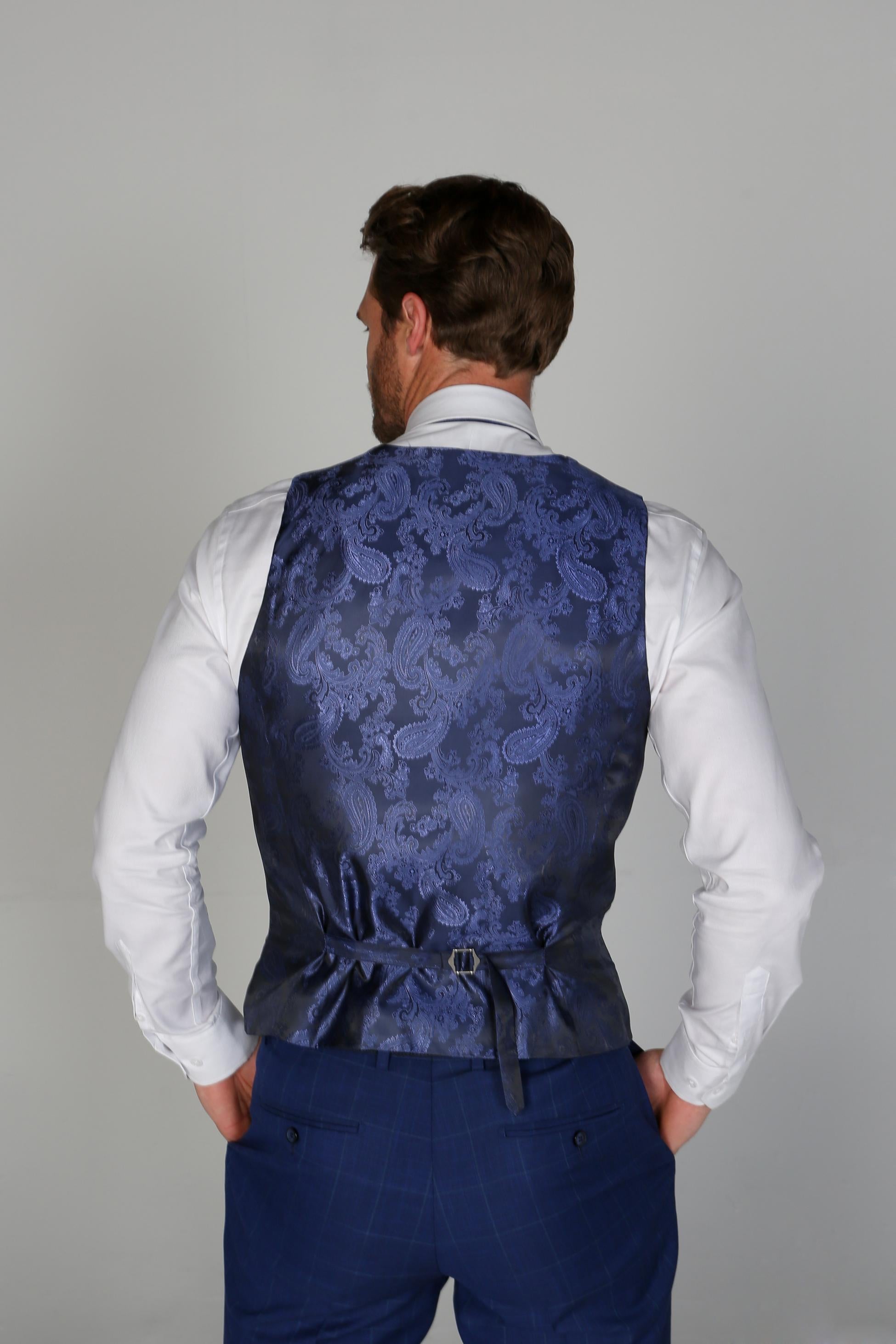 Costume à Motif Windowpane Tailleur pour Homme - ROVER Blue - Bleu