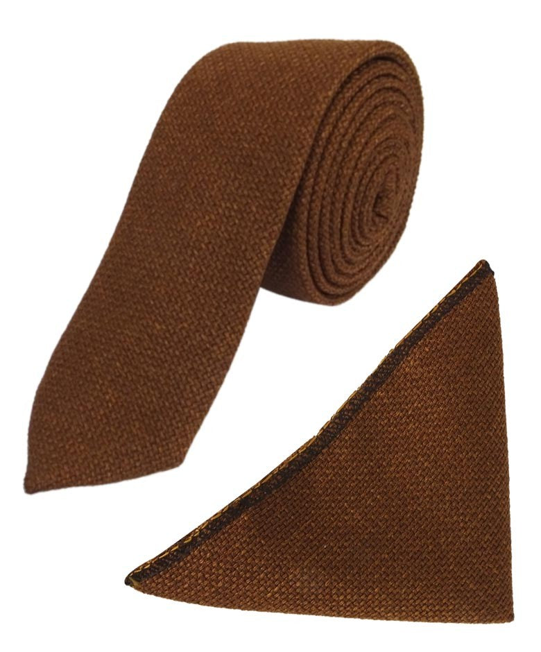 Mouchoir de Poche en Tweed pour Garçons et Hommes - Brun Cannelle