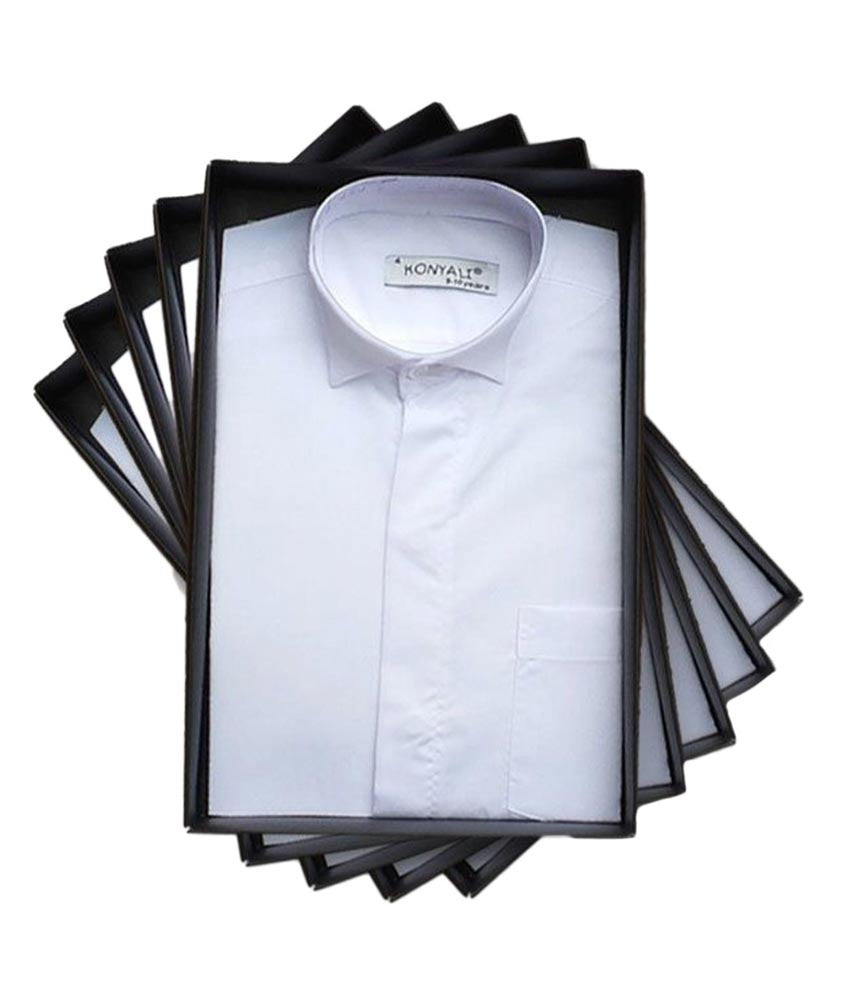 Chemise Formelle à Col Cassé en Coton pour Garçons - Blanc