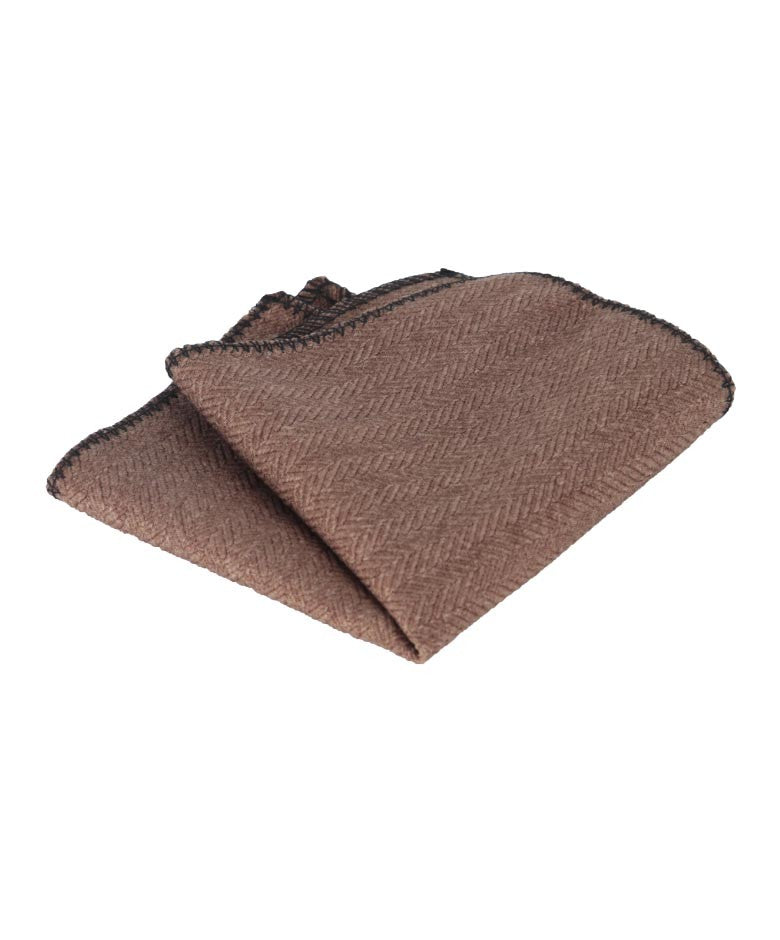 Mouchoir de Poche en Tweed à Motif Chevron pour Hommes et Garçons - Brun Beige