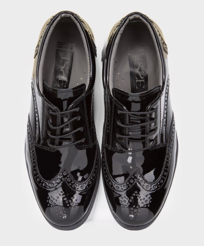 Boys Derby Brogue Lace Up Dress Shoes - Black