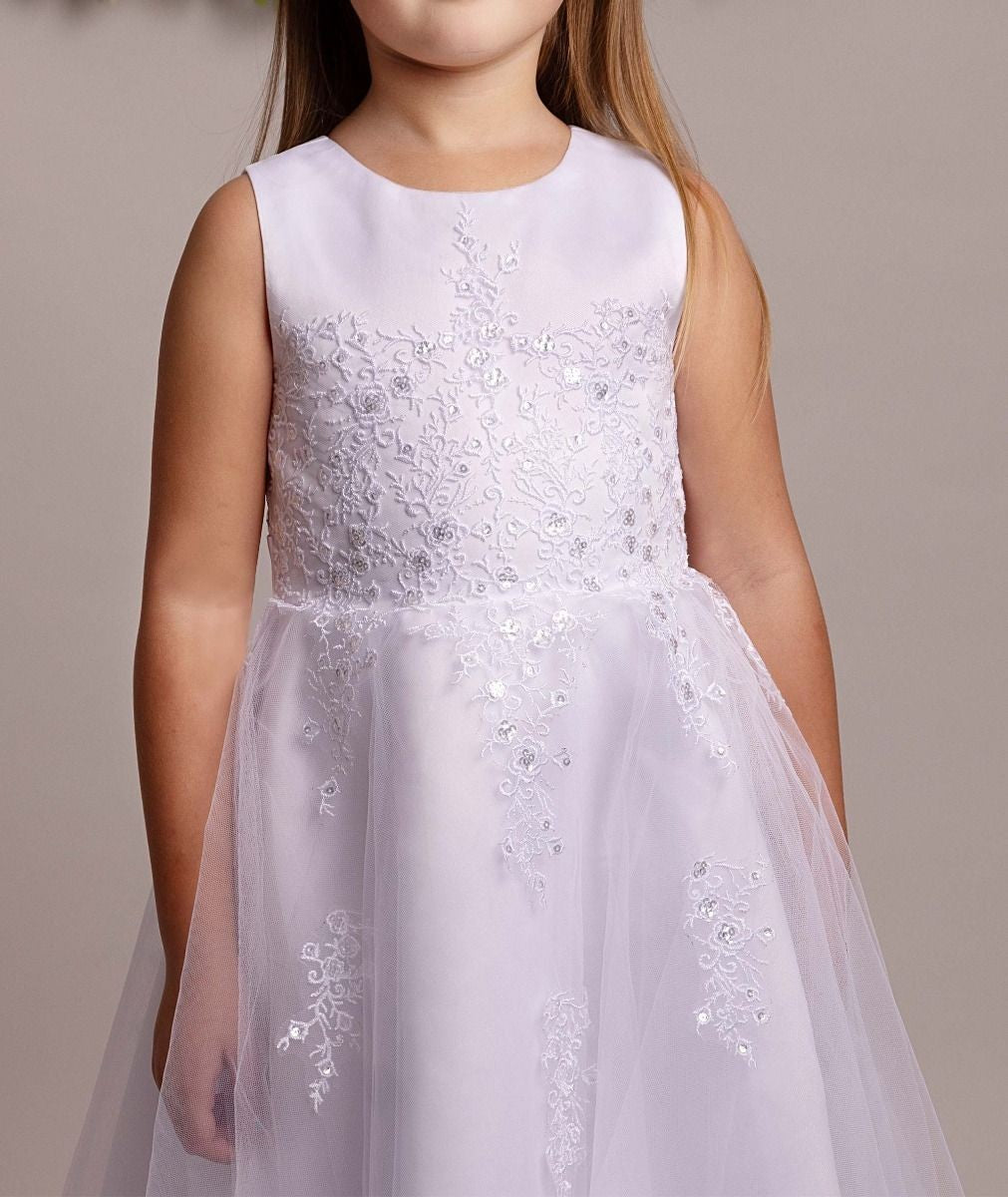 Robe en dentelle blanche pour fille d'honneur avec boléro - BEXLEY - Blanc