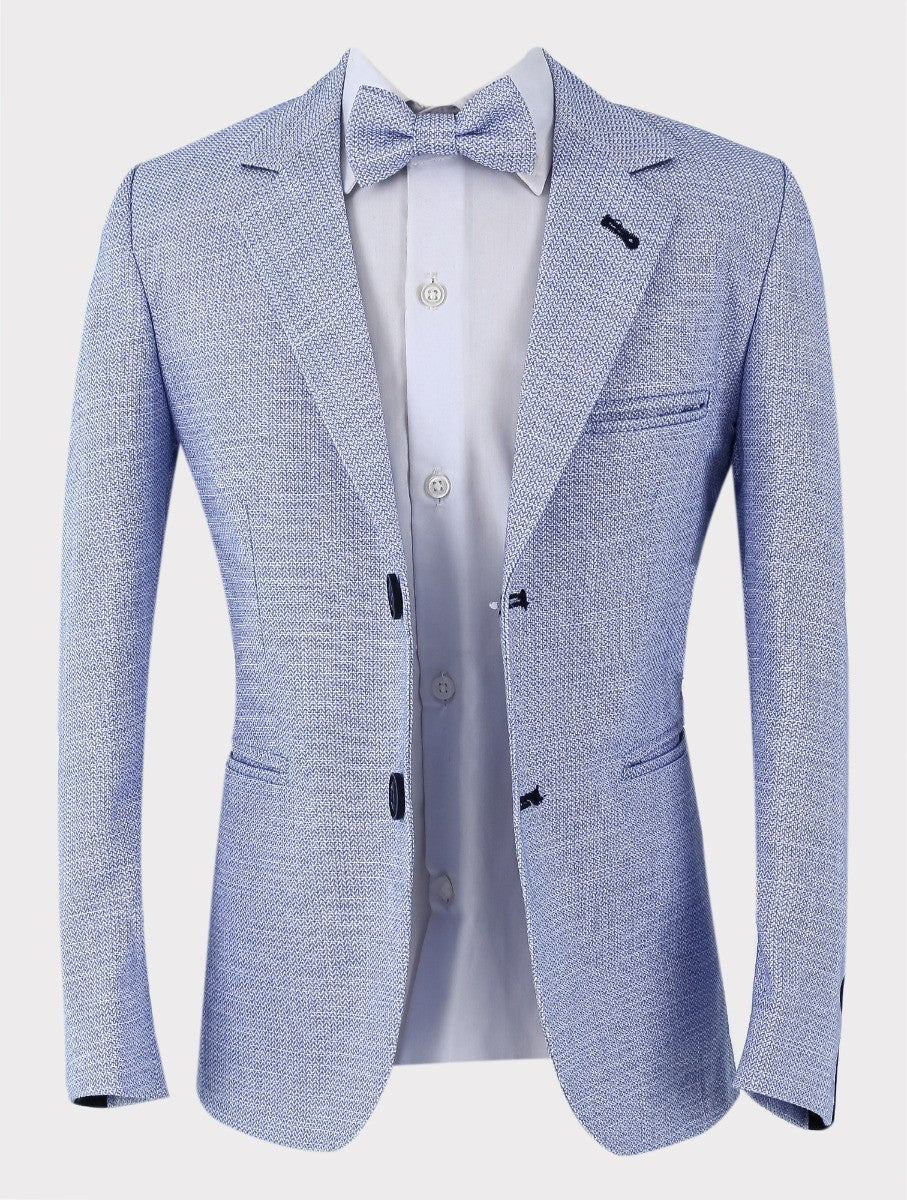 Boys Tweed-Like Blue Suit - CARTER - Blue