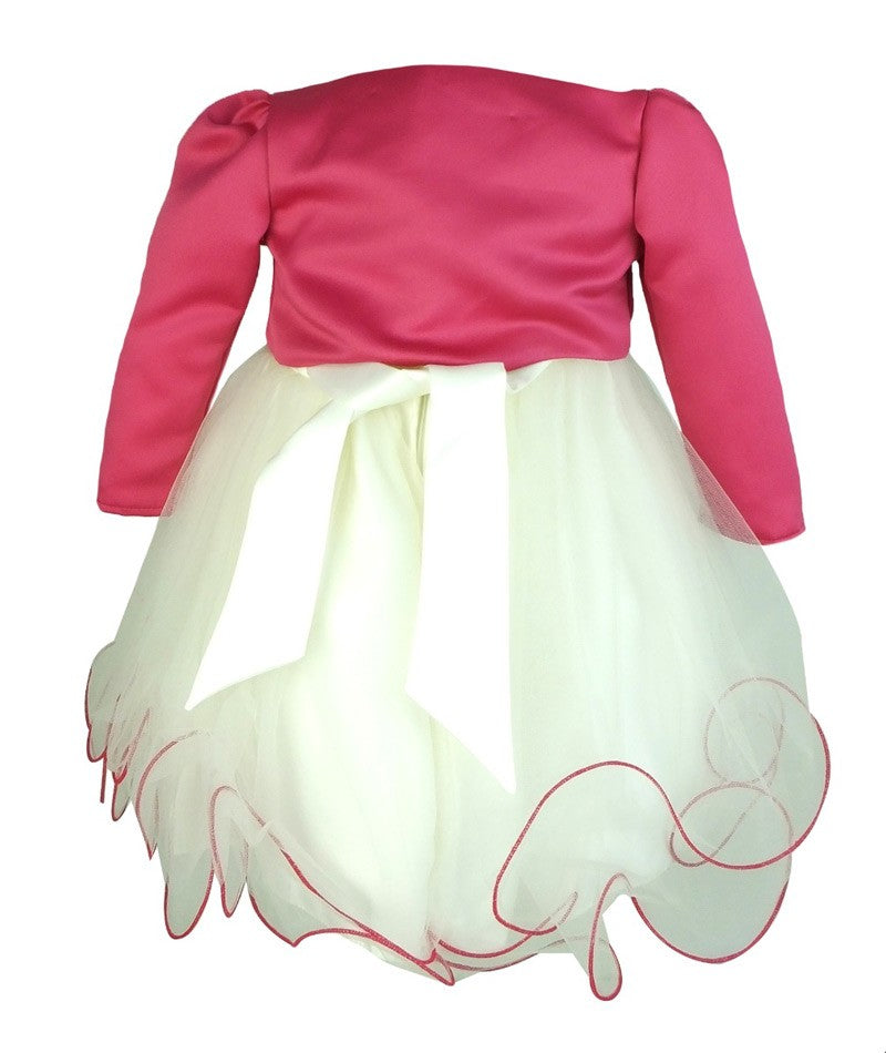 Robe de Baptême Mariée avec Boléro Papillon pour Filles - Ivoire - Fuchsia