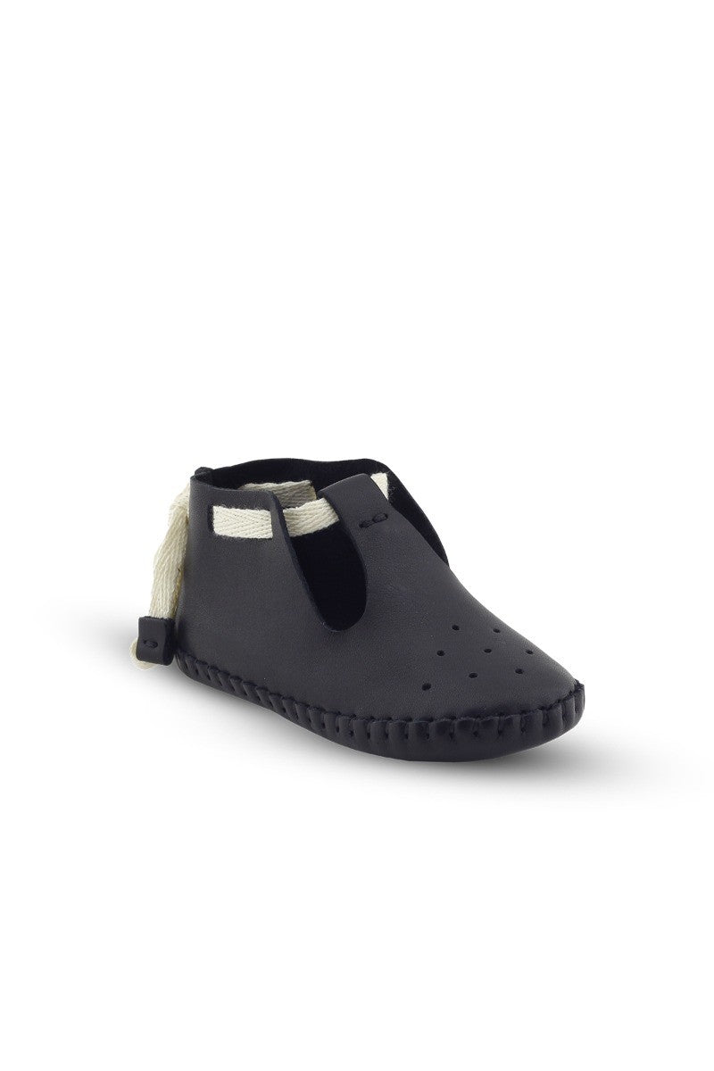 Baby Boys Genuine Leather Pre-walker Crib Shoes - Patik - Black