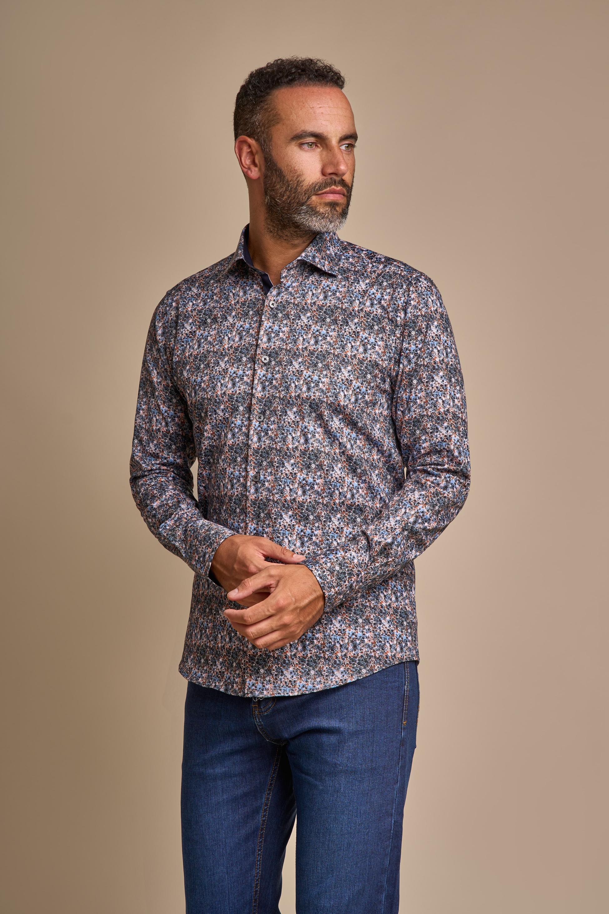 Men's Multicolor Slim Fit Patterned Cotton Shirt - VICTORY