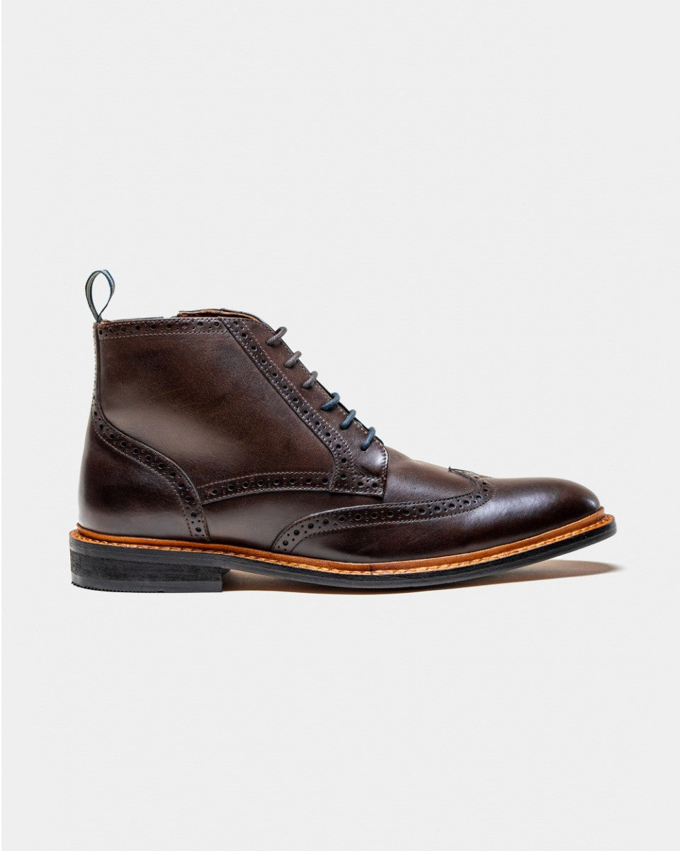 Herren Echtleder Brogue Schnürsenkel Knöchelstiefel - Ashmoor - Braun