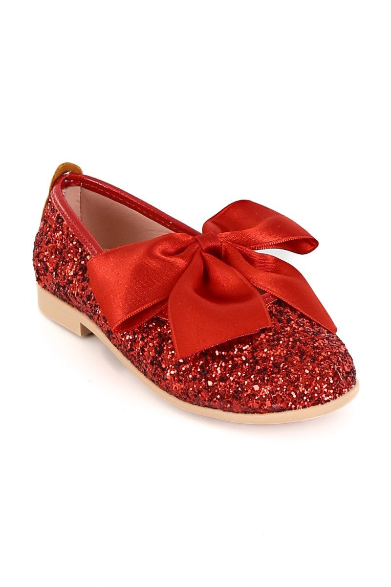 Mädchen Glitzer Ballerina Flache Pumps - LOLA - Rot