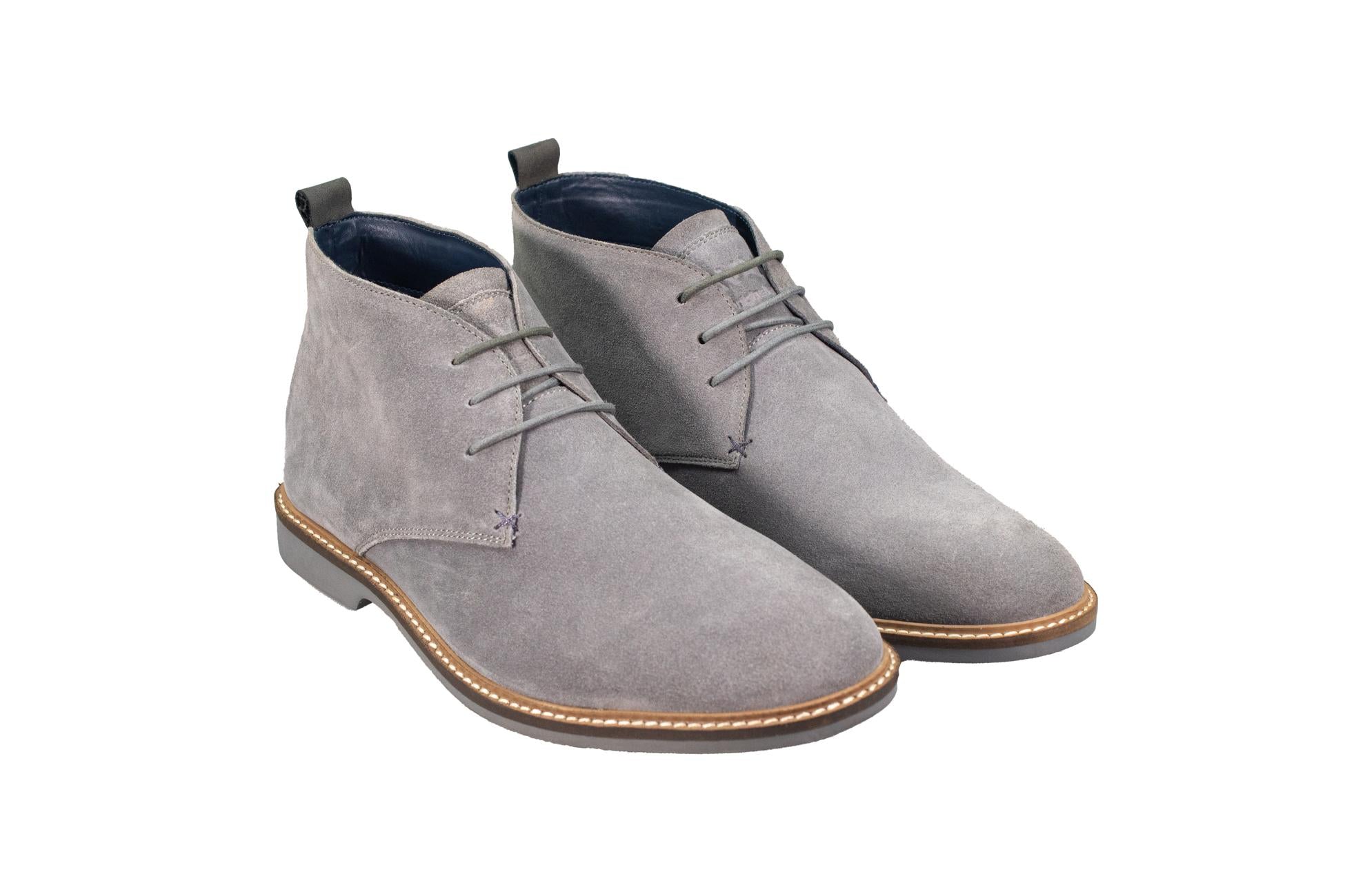 Men's Suede Chukka Boots - SAHARA - Light Grey