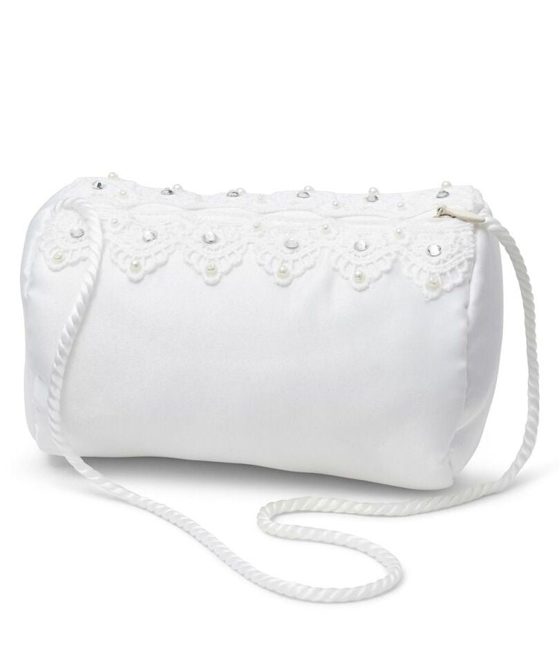 Girls Clutch Purse with Lace Detail – MB7704 - White