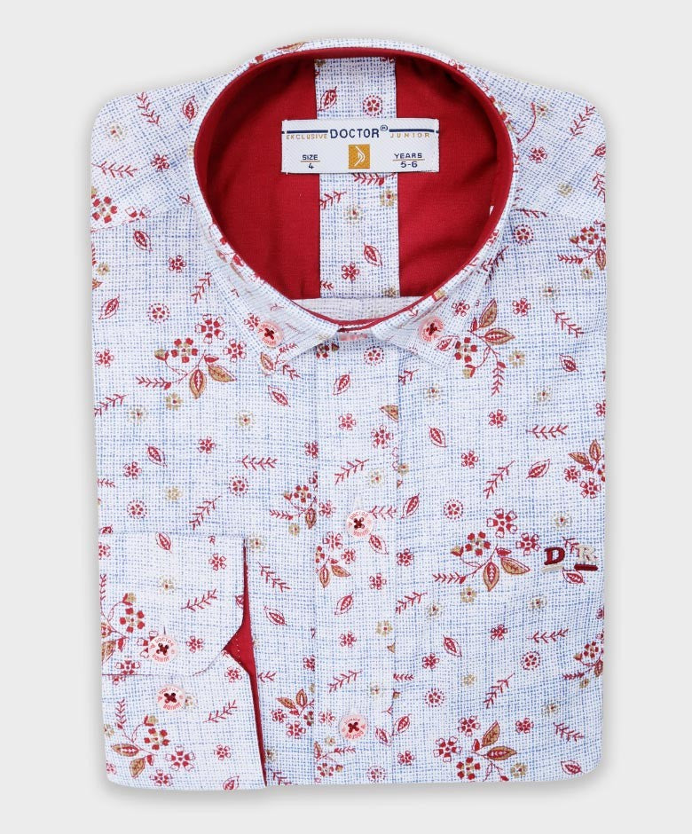 Chemise à Motifs Floraux Slim Fit pour Garçons - Bleu - Rouge