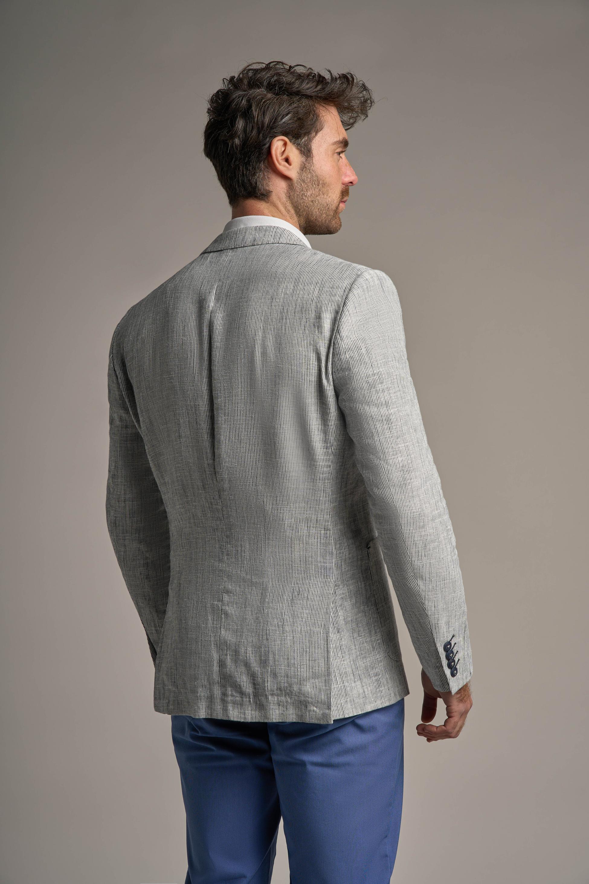 Blazer en Lin à Tissage Croisé Gris pour Homme - JAMIE - Gris