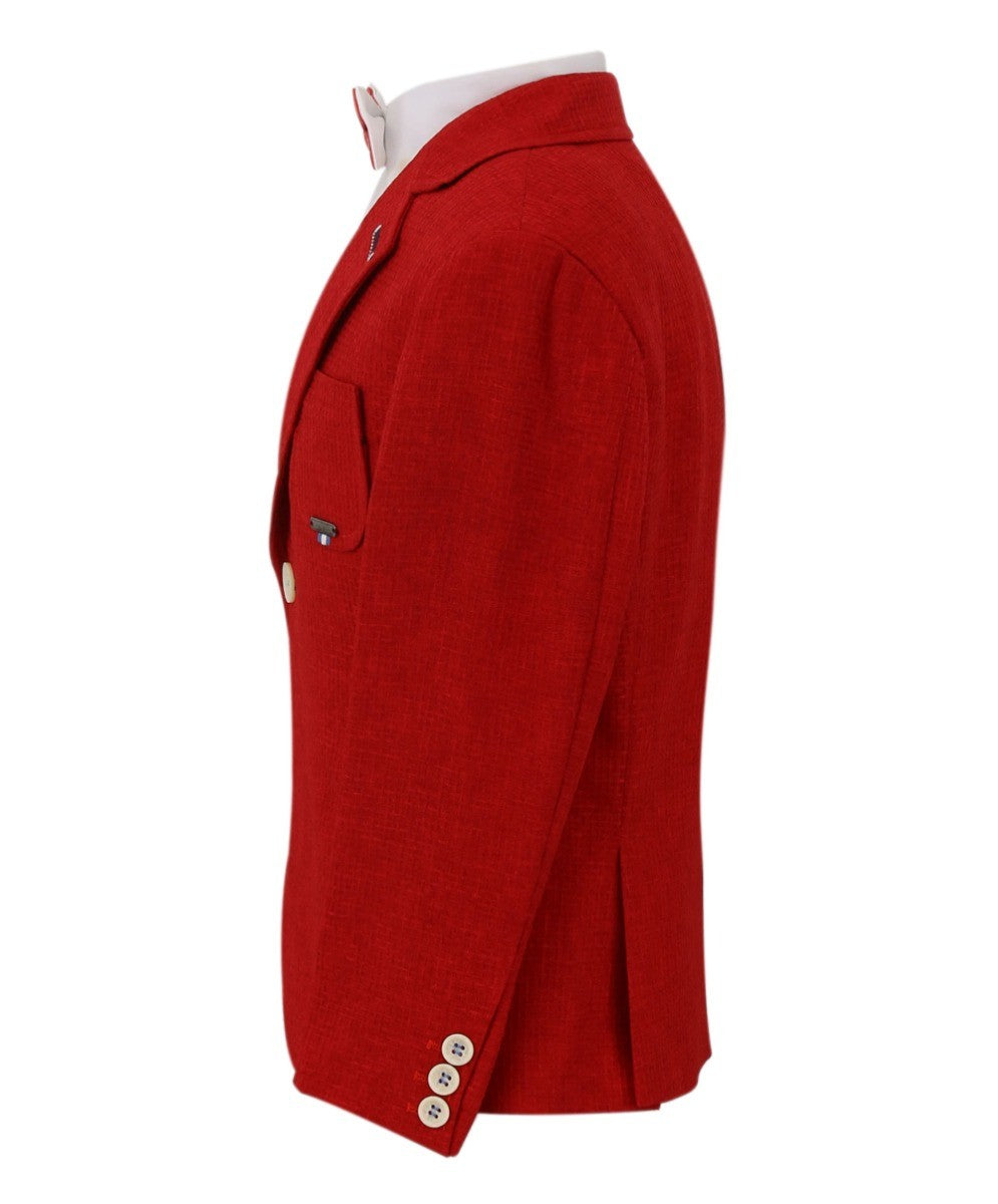 Jungen Twill Einreihiger Slim Fit Blazer - TERRY - Rot