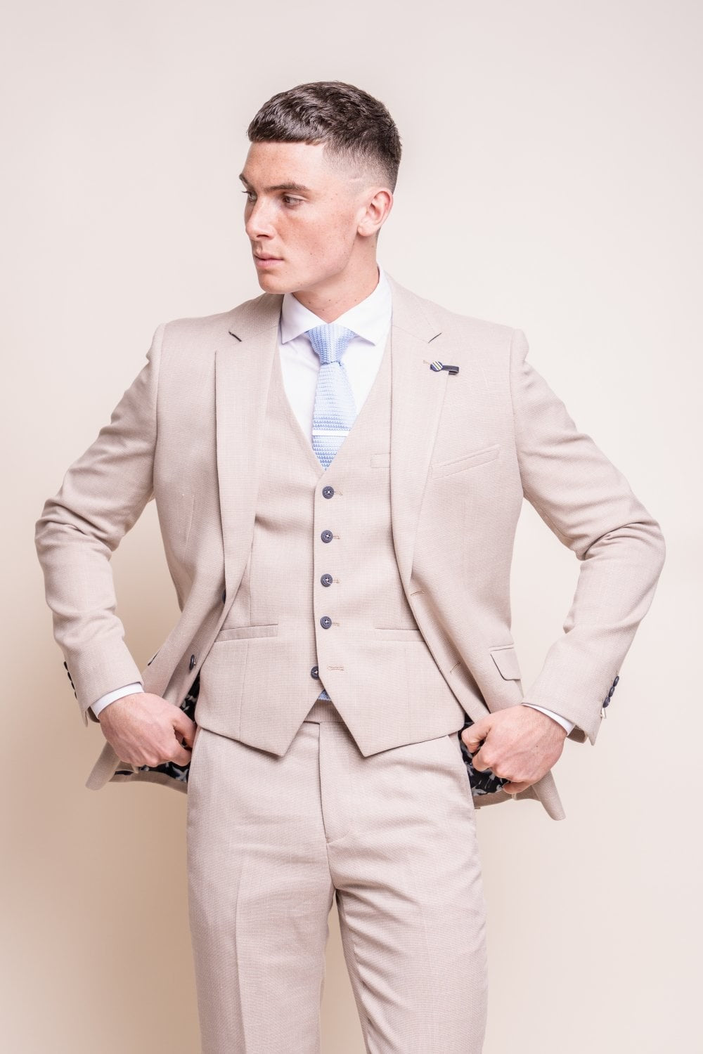 Men's Slim Fit Formal Suit- MIAMI Beige - Beige