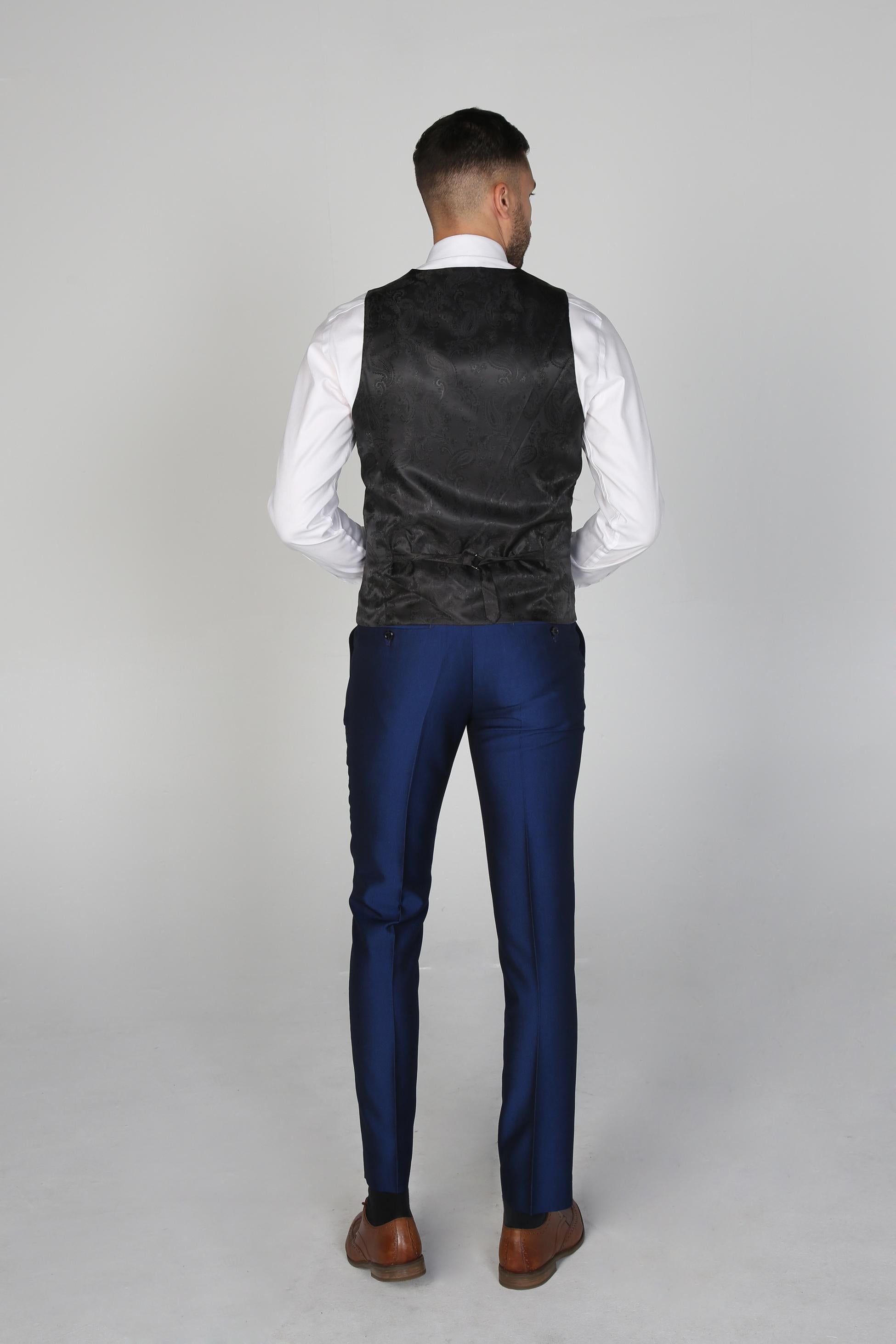 Costume à Effet Satin Bleu Tailleur pour Homme - KINGSLEY - Royal Blue