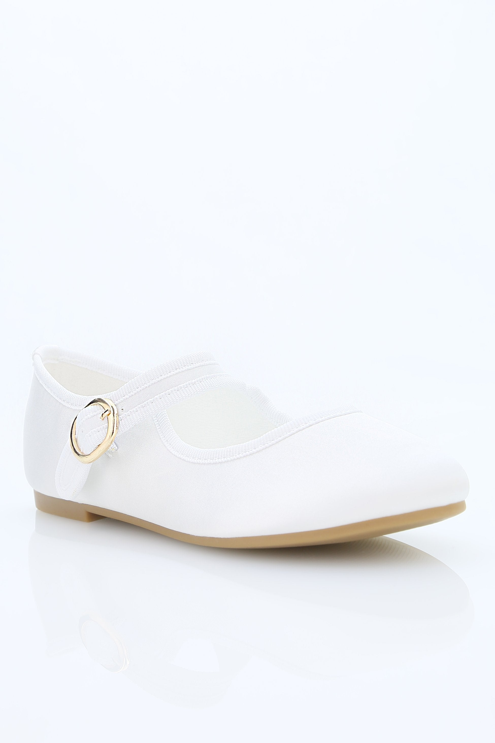 Chaussures de communion en satin Mary Jane pour filles - HANA - Blanc