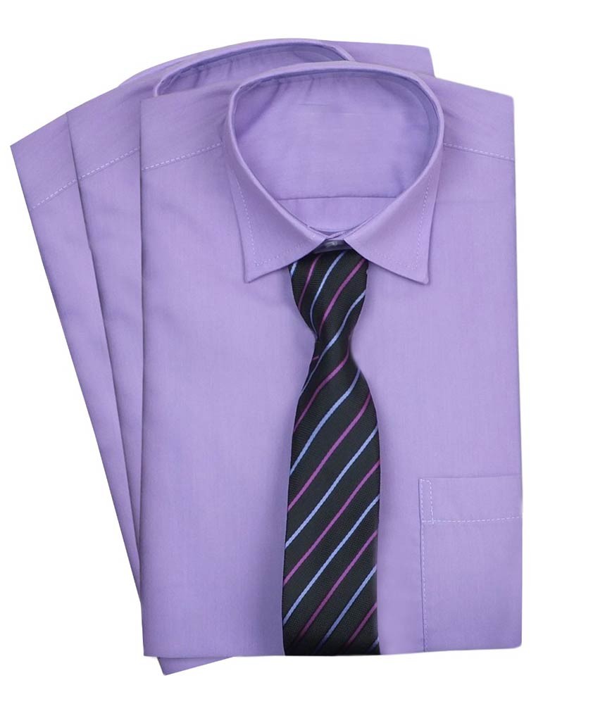 Ensemble Chemise à Col Classique et Cravate pour Garçons - Lilas