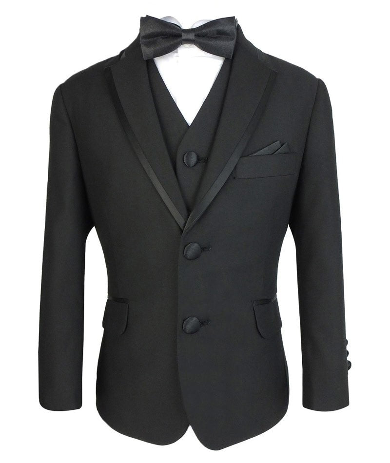 Costume de Smoking à Passepoil Slim Fit pour Garçons - Noir