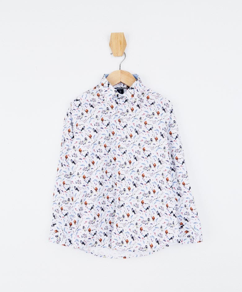 Chemise Décontractée à Motifs d'Oiseaux Slim Fit pour Garçons - Multicolore