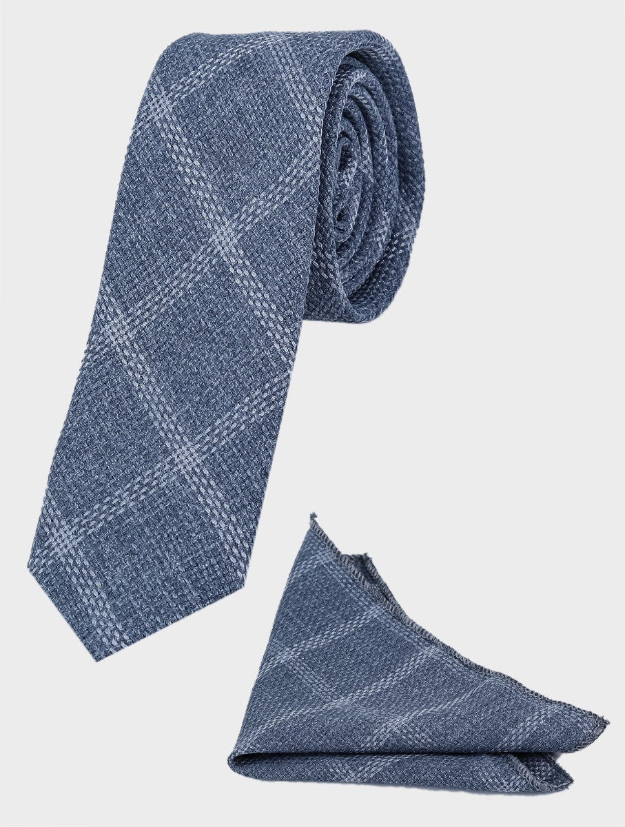 Jungen Tweed Windowpane Karo Baumwollweste - Blau - Grau