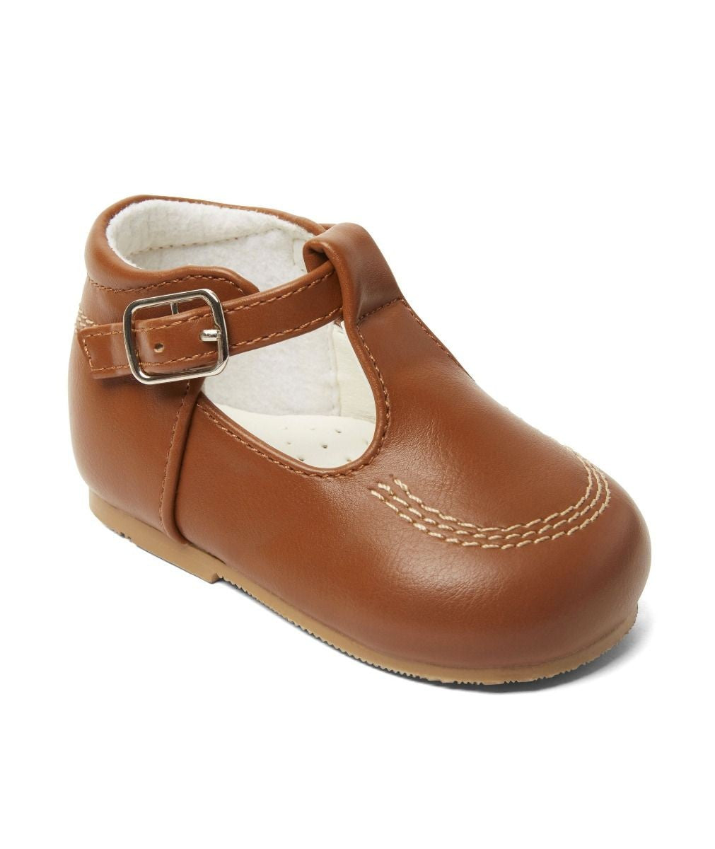 Baby & Jungen Schnallenlederschuhe - TEDDY - Tan Braun