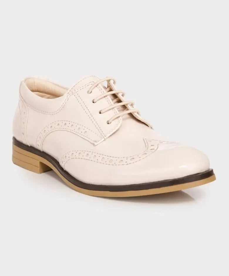 Chaussures Derby Brogue à Lacets pour Garçons - Ivoire