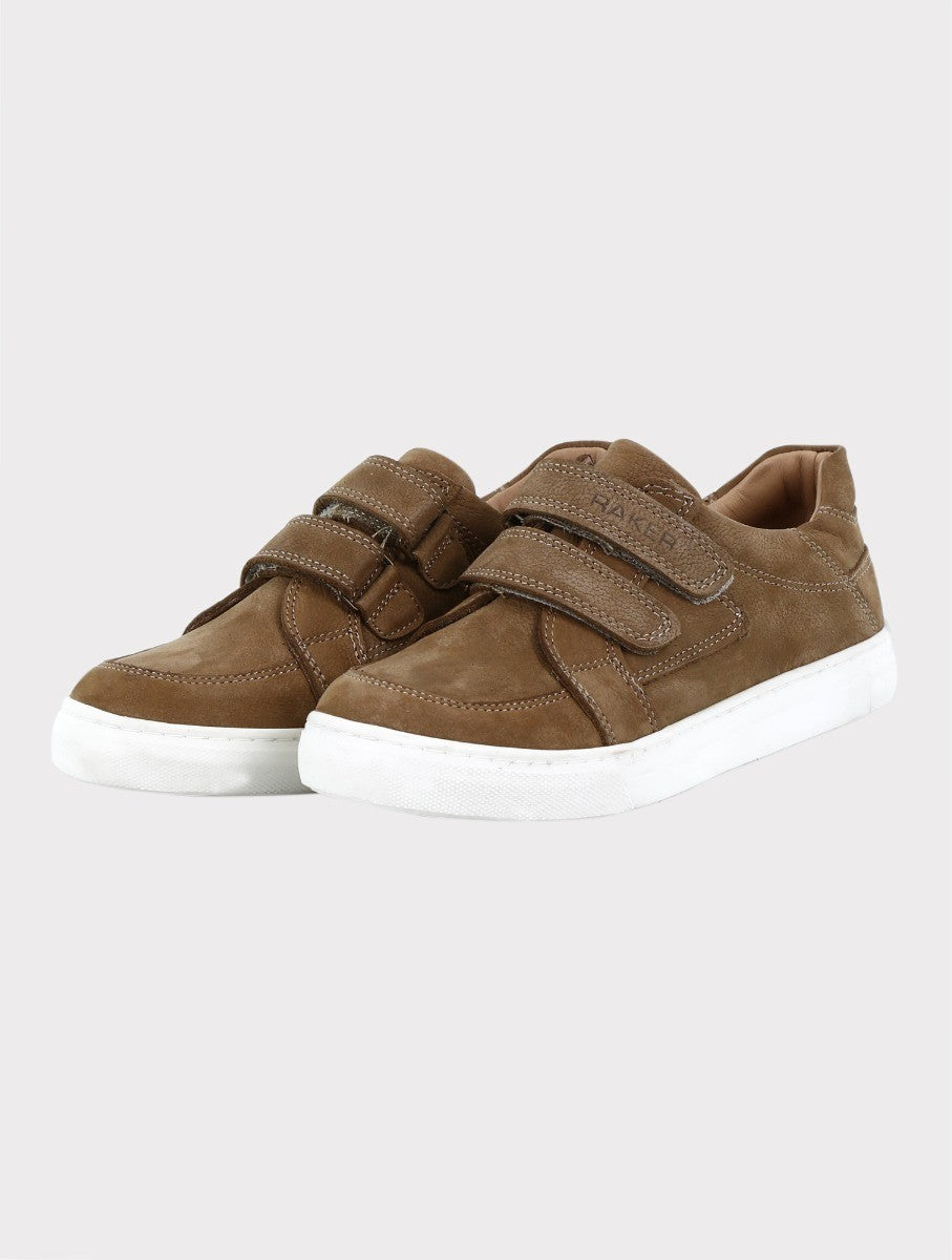 Boys Suede Velcro Sneakers - Tan Brown