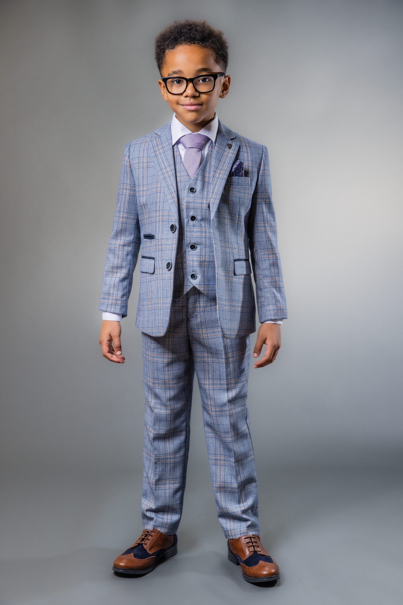 Costume à Carreaux Windowpane Slim Fit pour Garçons - LEVI Bleu