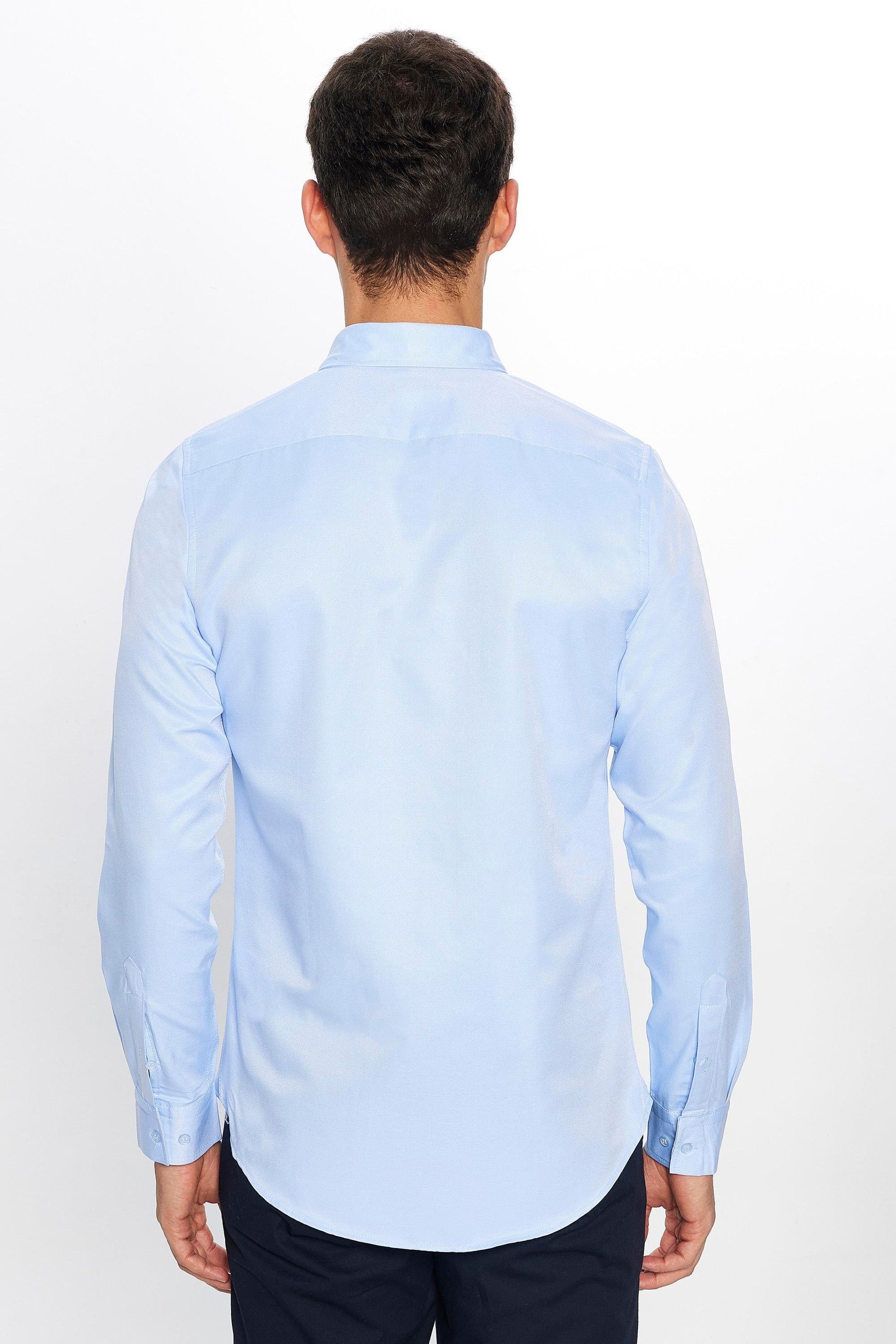 Chemise en coton ajustée à col boutonné - GABARDIN - Bleu Clair