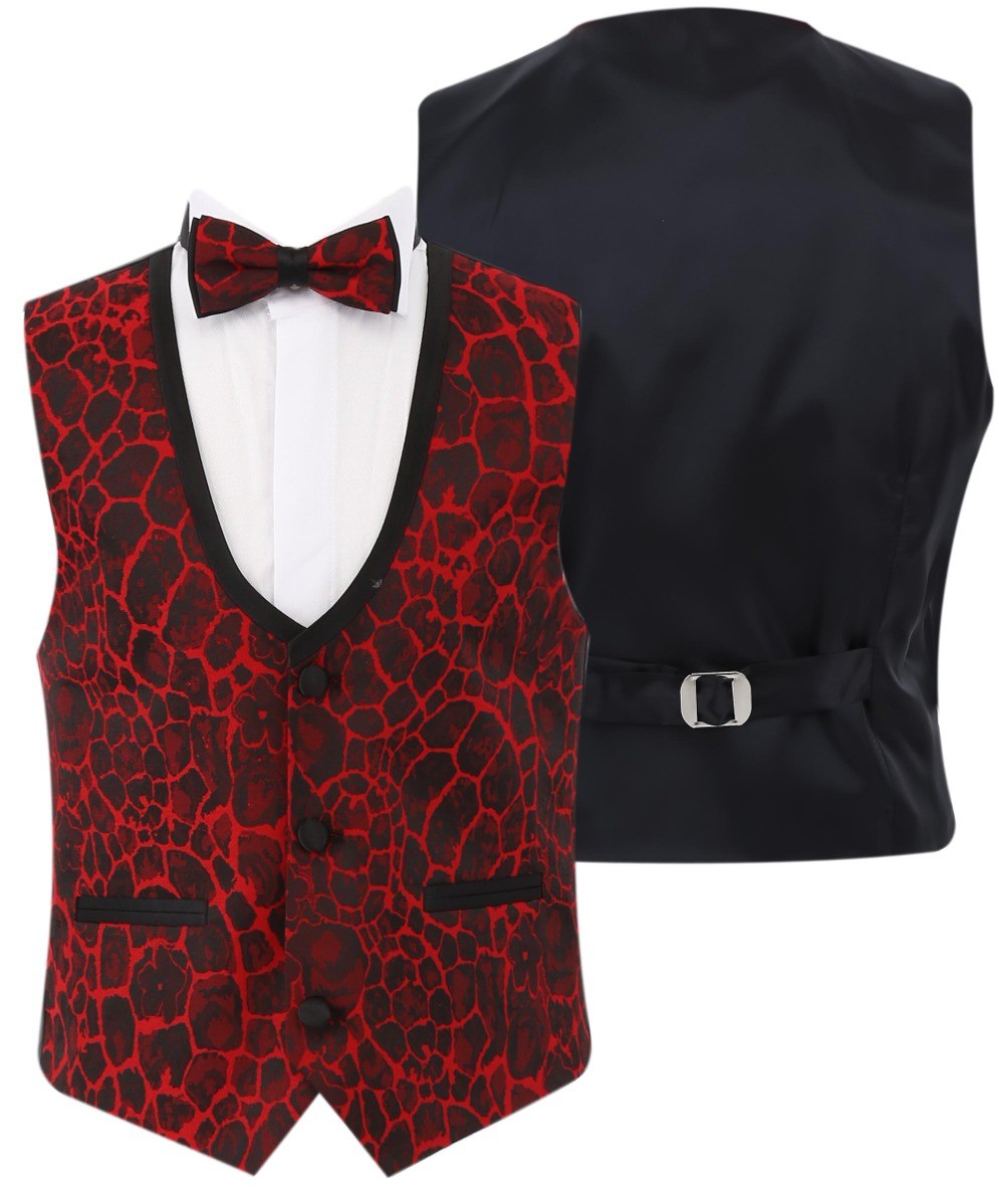 Jungen Jacquard Bordeaux Tuxedo Anzug - Rot