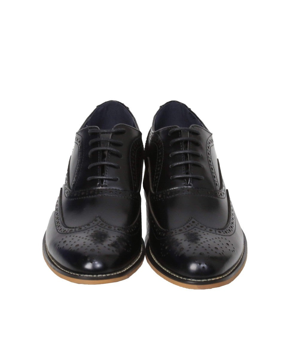 Chaussures brogue en cuir à lacets pour hommes - OXFORD - Noir