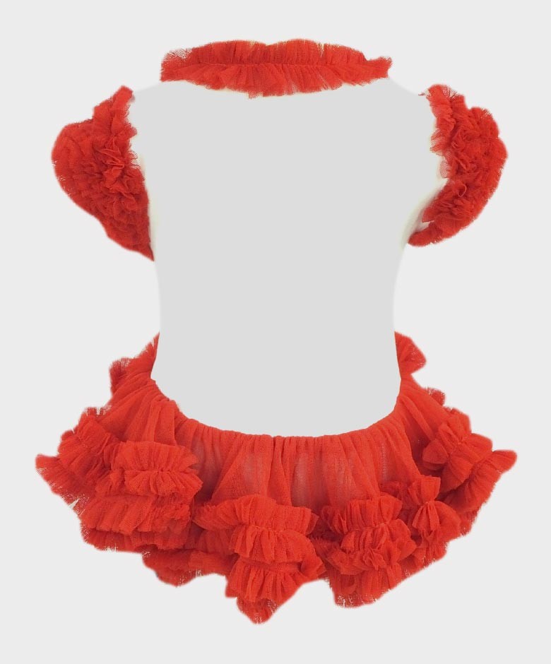 Bodysuit Tutu en Tulle et Coton pour Fillettes - Rouge