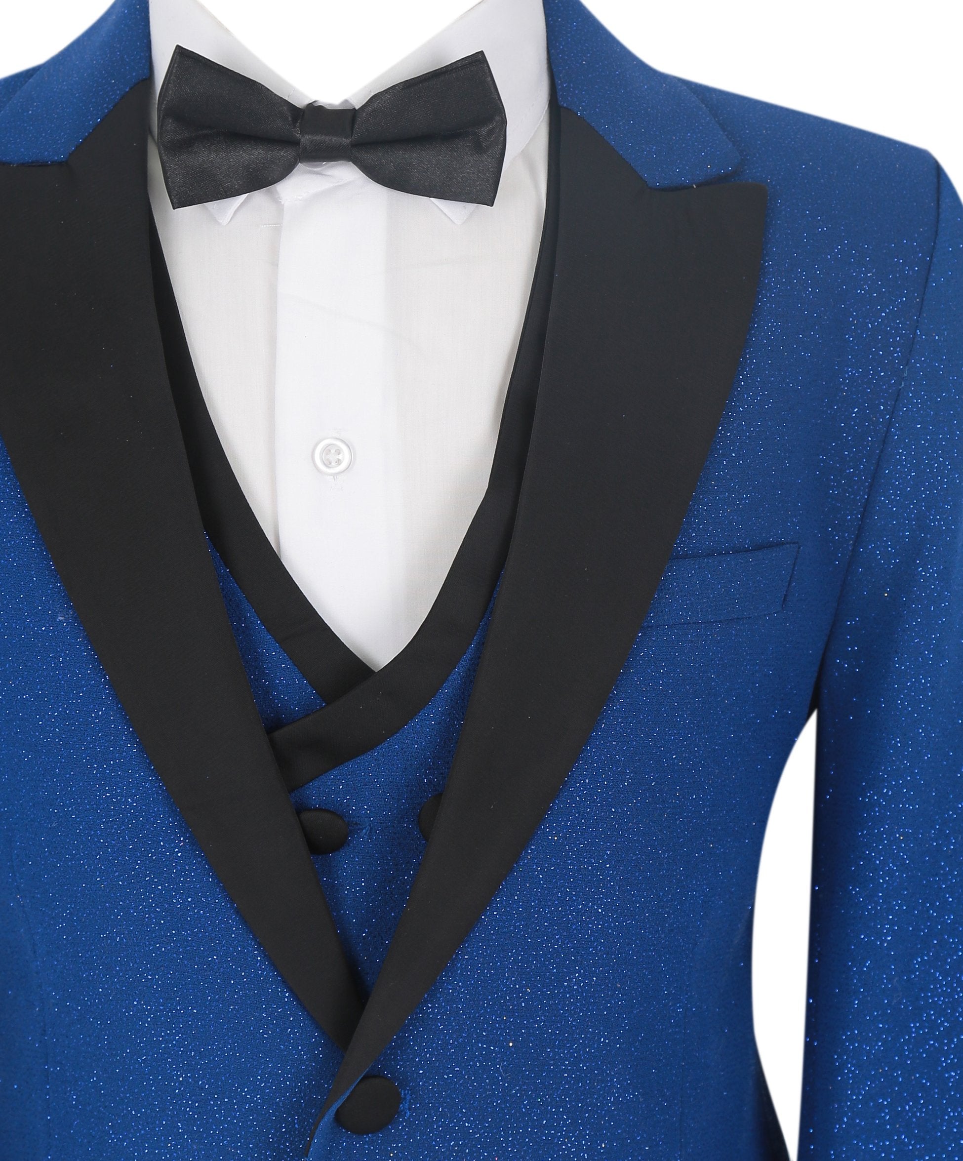 Jungen Glitzernder Slim Fit Tuxedo Dinner Anzug - Blau