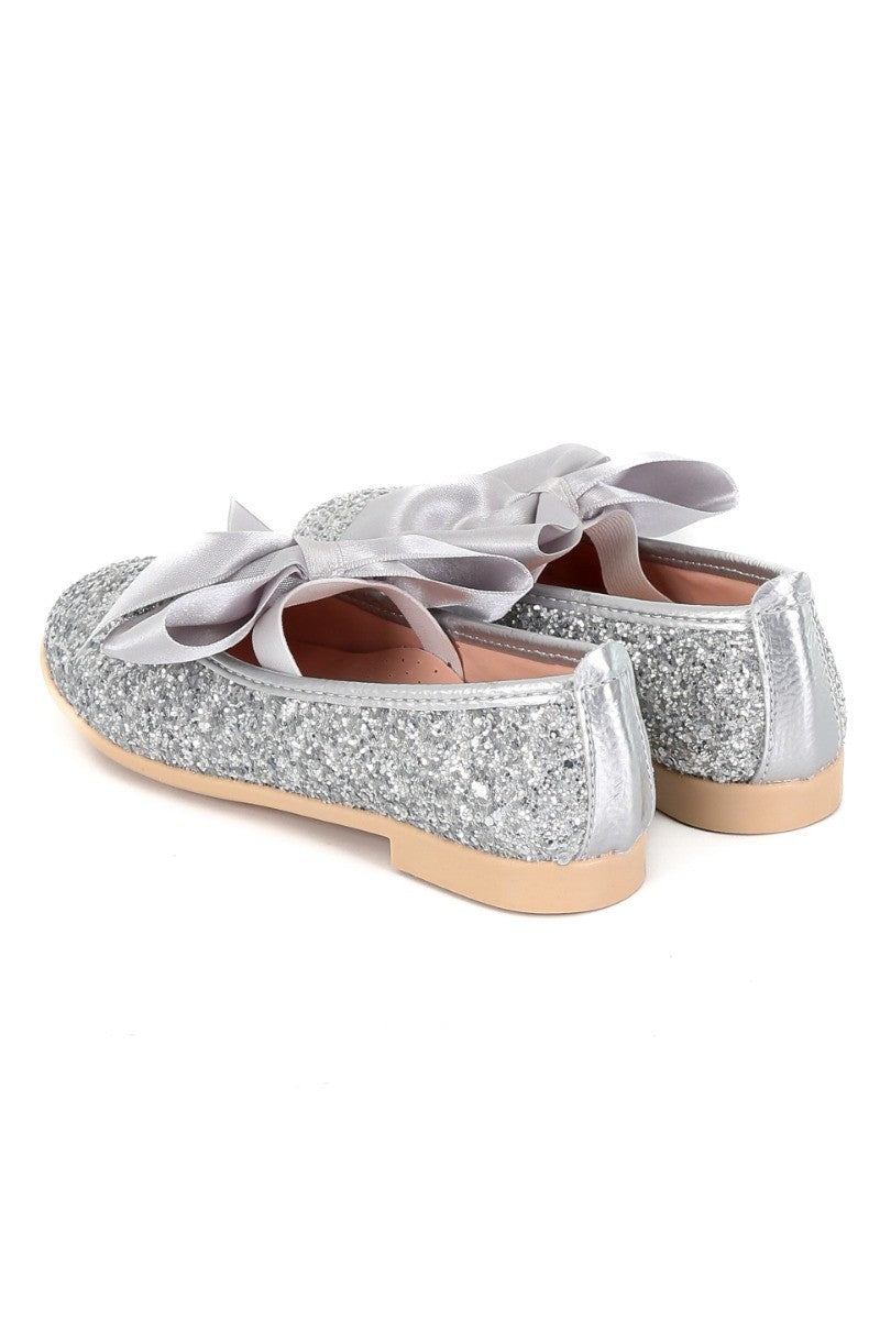 Mädchen Glitzer Ballerina Flache Pumps - LOLA - Silber