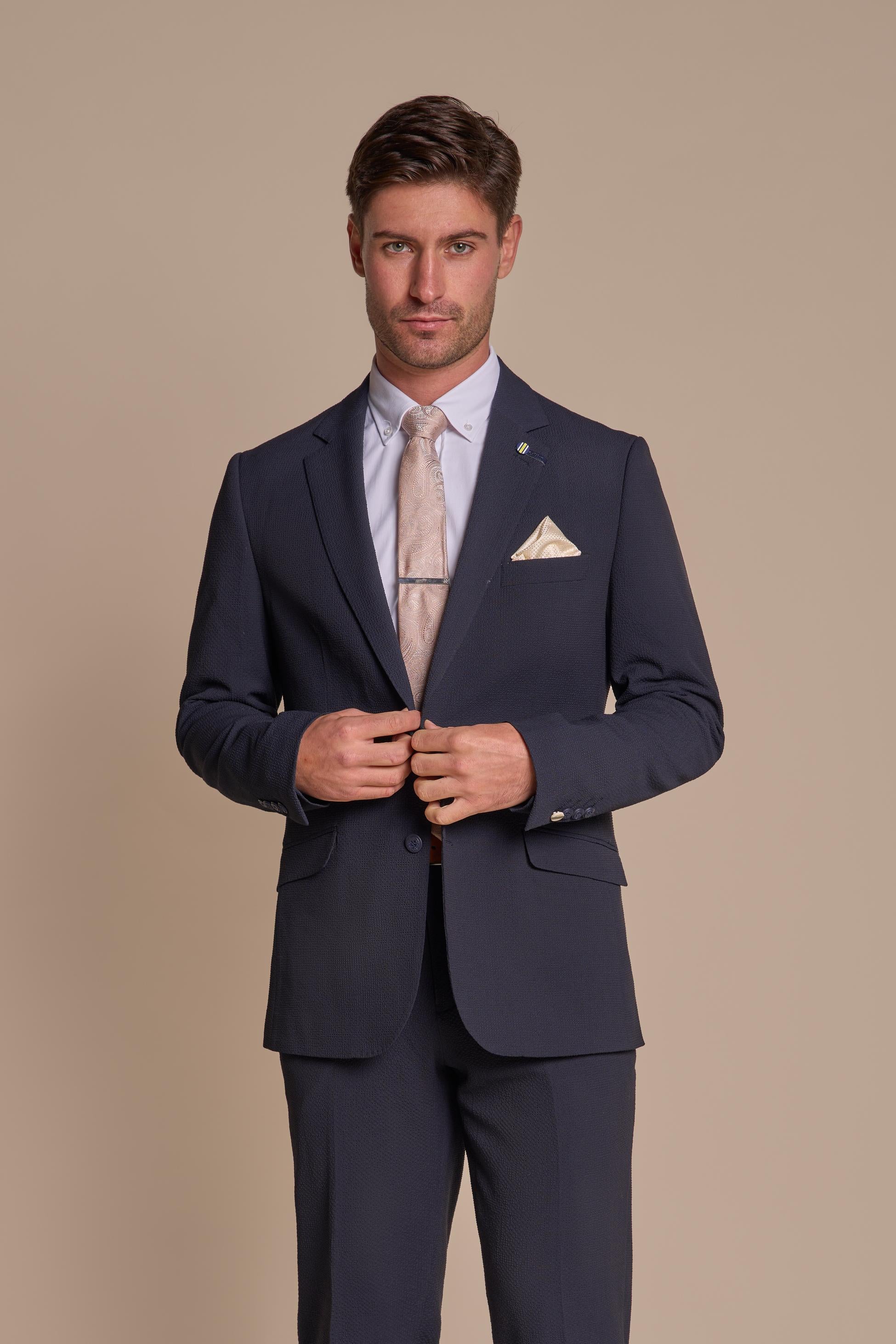 Costume Texturé Slim Fit pour Homme - SIREN - Bleu Marine