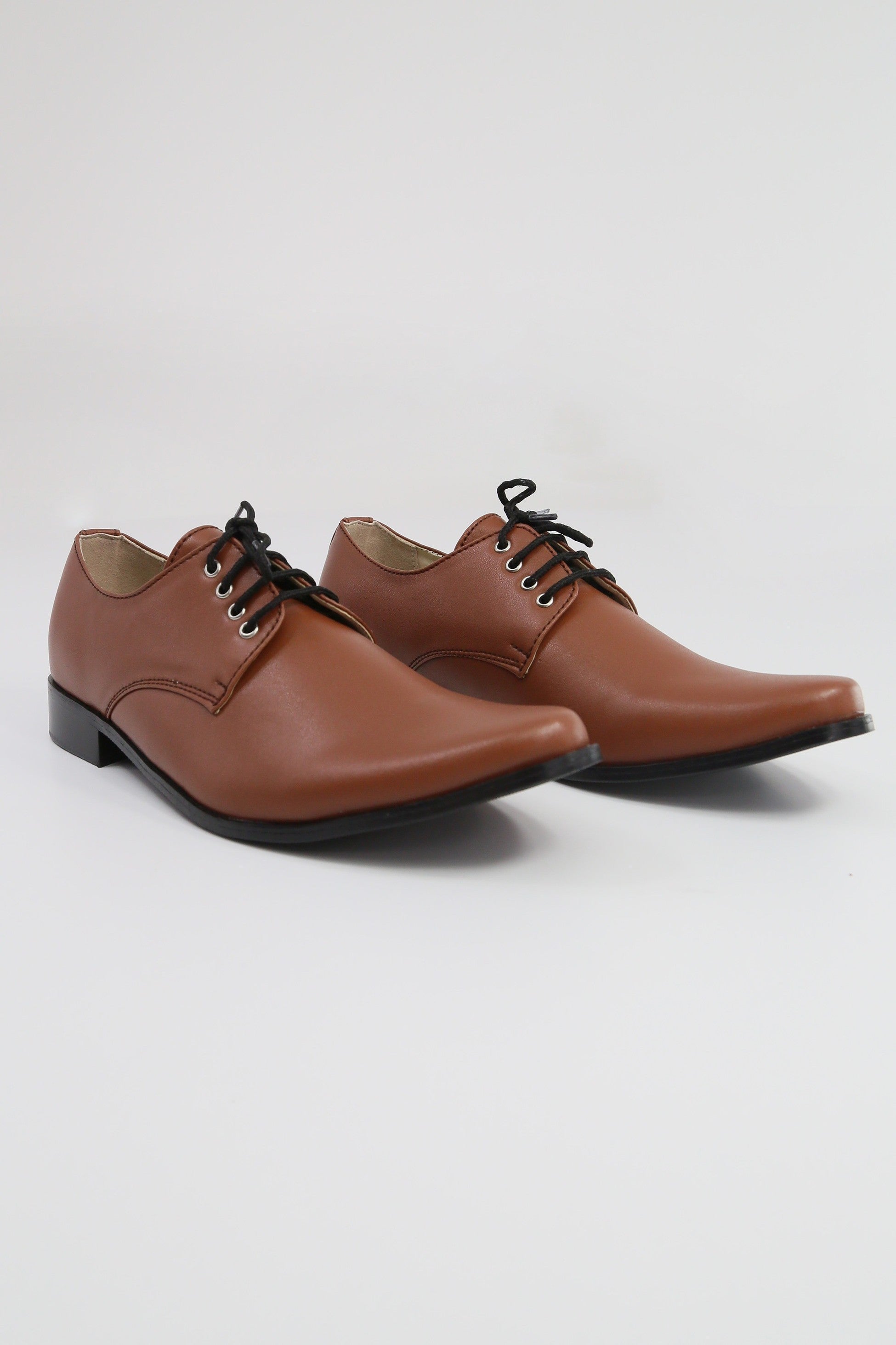 Chaussures Derby en cuir mat pour garçons - GEORGE - Marron