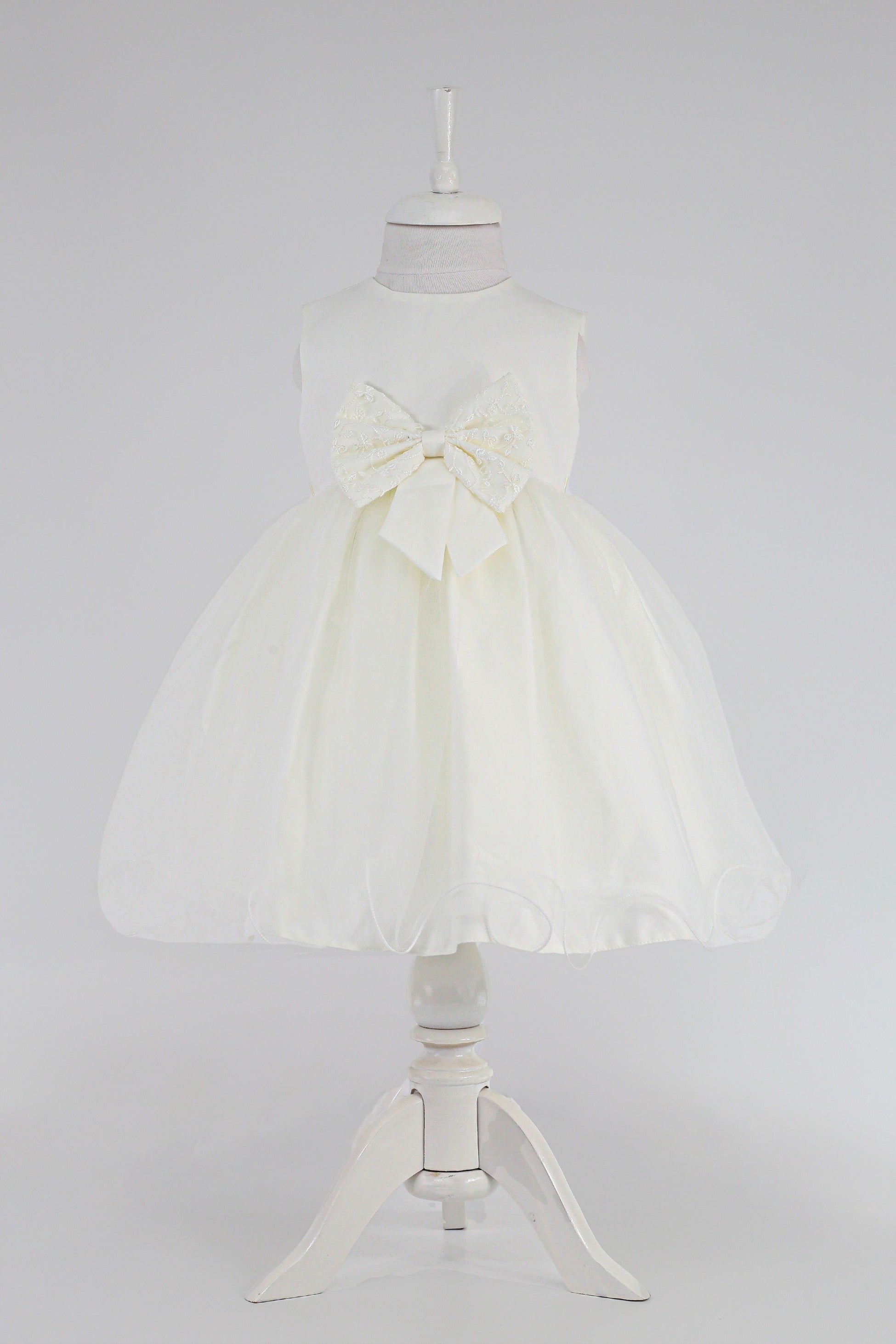 Baby Girl Dress with Lace Overlay Jacket - B1201 - Ivory