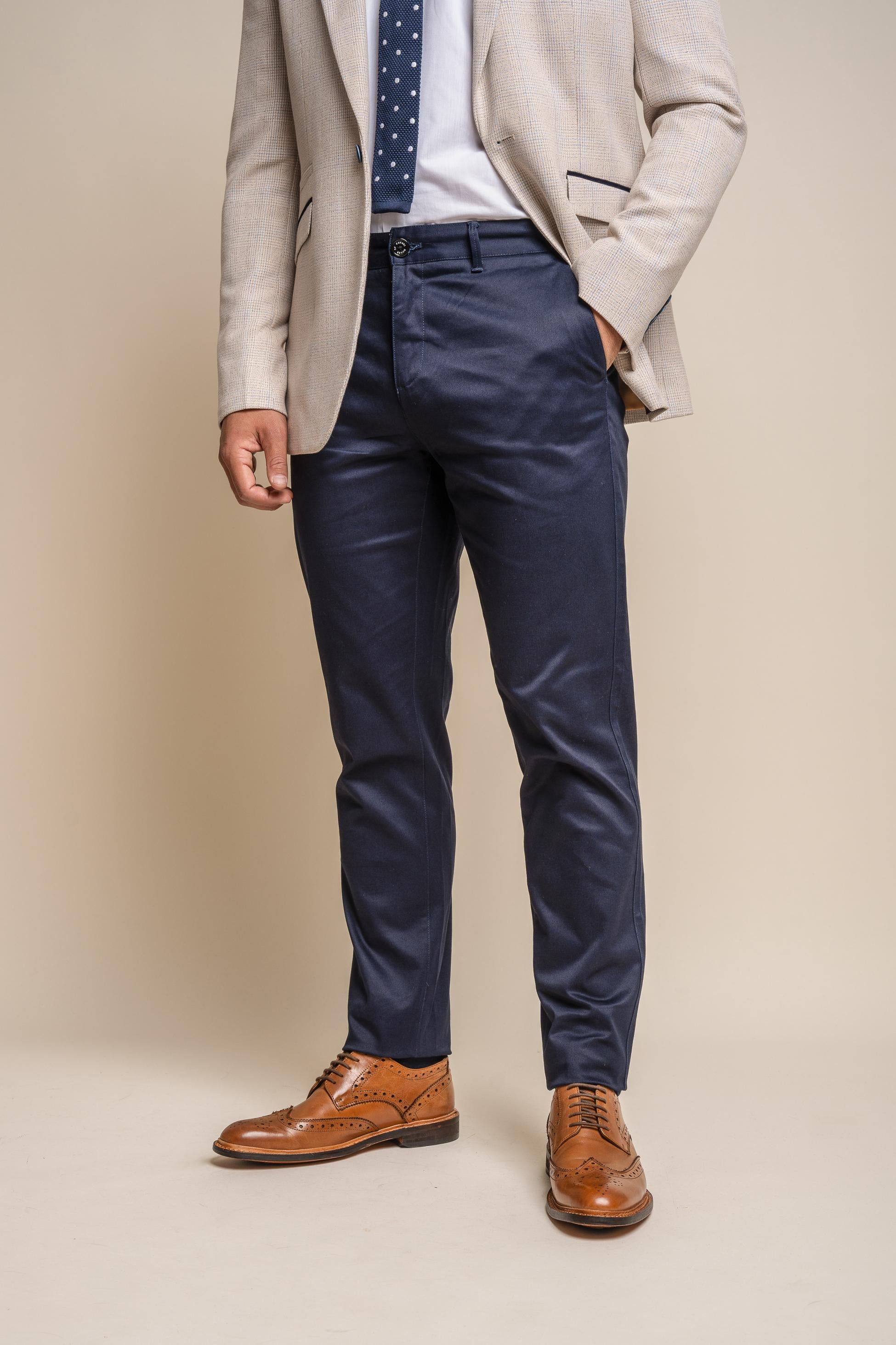 Chino décontracté en coton pour hommes - DAKOTA - Bleu Marine