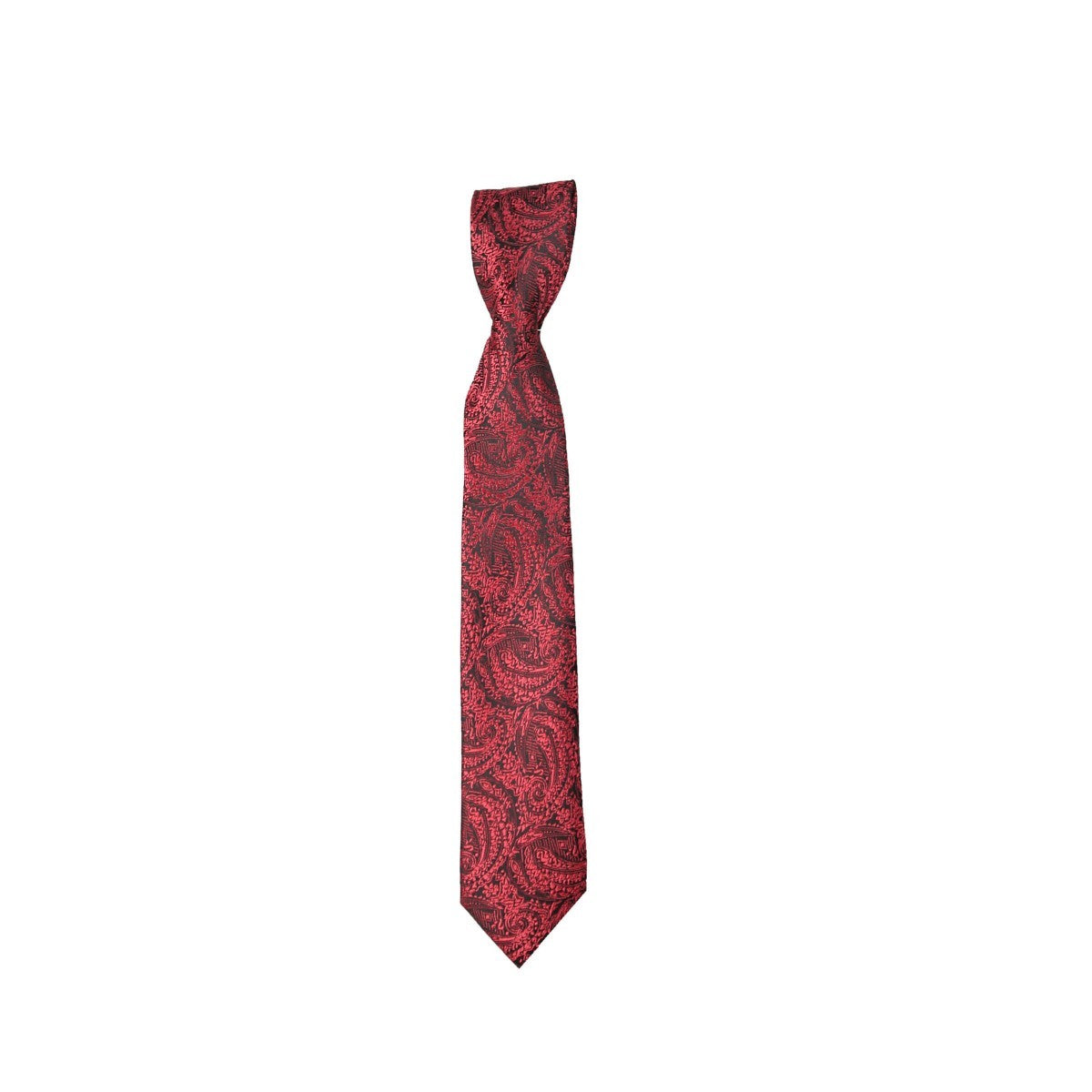 Jungen & Herren Paisley Swirls Formelle Krawatte & Taschentuch-Set - Rot