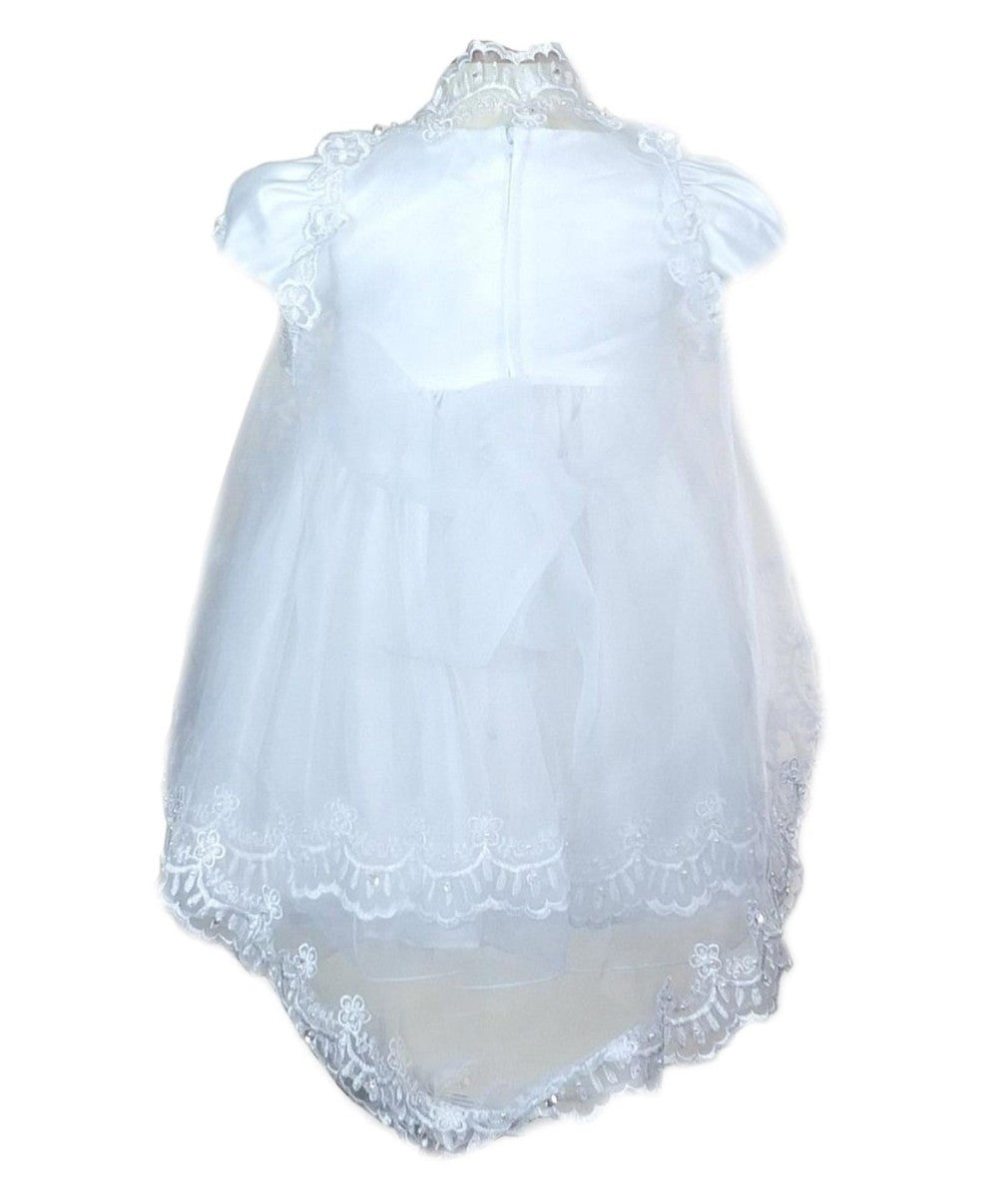 Baby Mädchen Besticktes Taufkleid-Set - Weiß