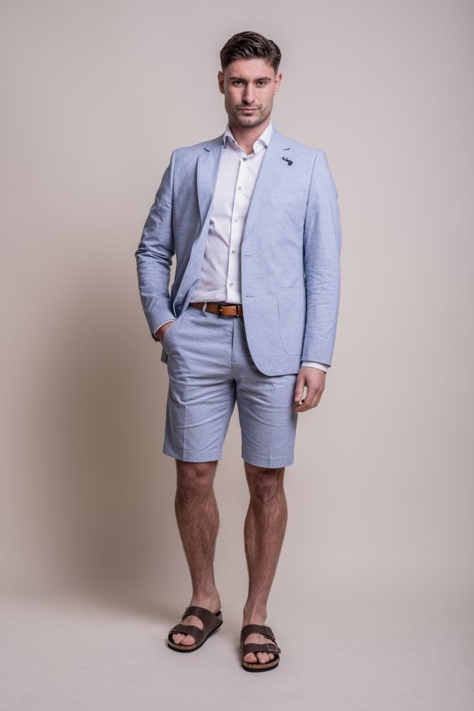 Short texturé ajusté pour hommes - FREDRIK Blue - Bleu