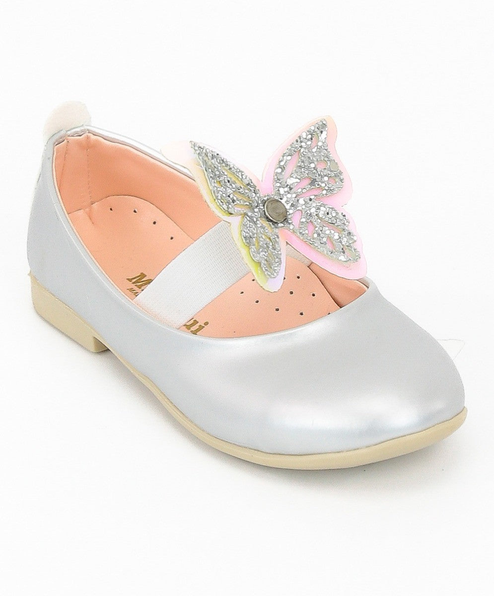 Chaussures Ballerines à Bride Papillon Plates pour Filles - Argent