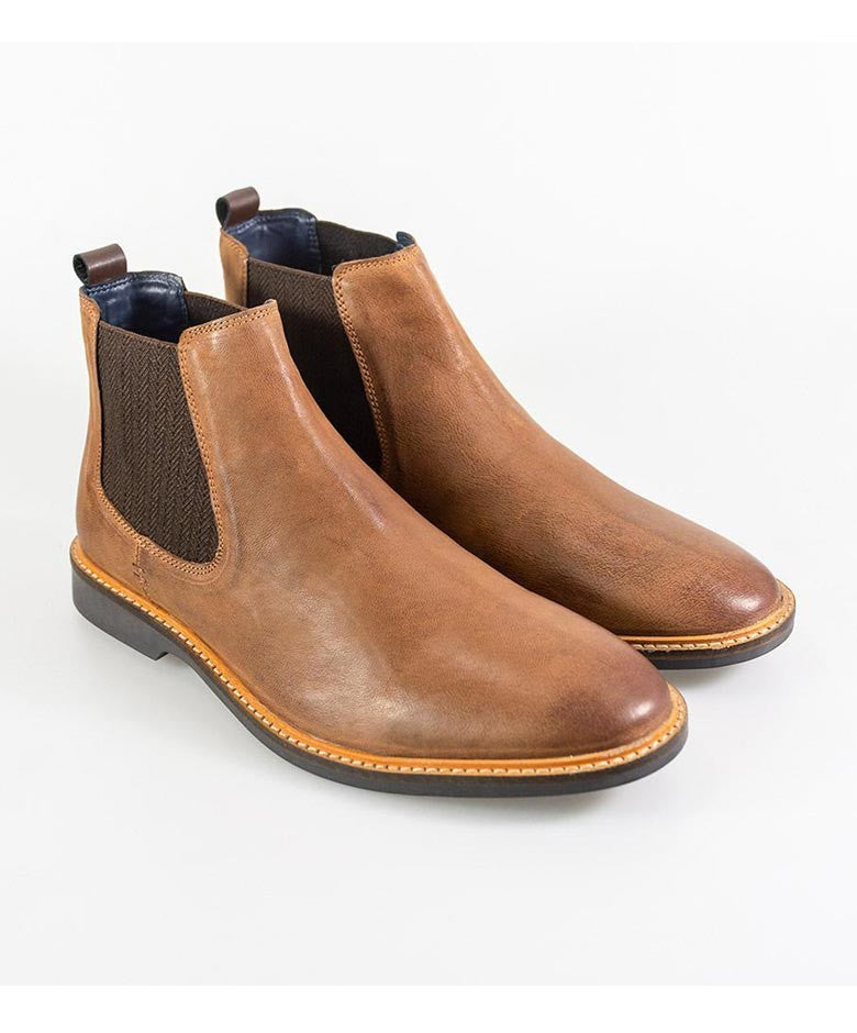 Herren Wildleder Niedrige Slip-On Chelsea Boots - ARIZONA - Hellbraun