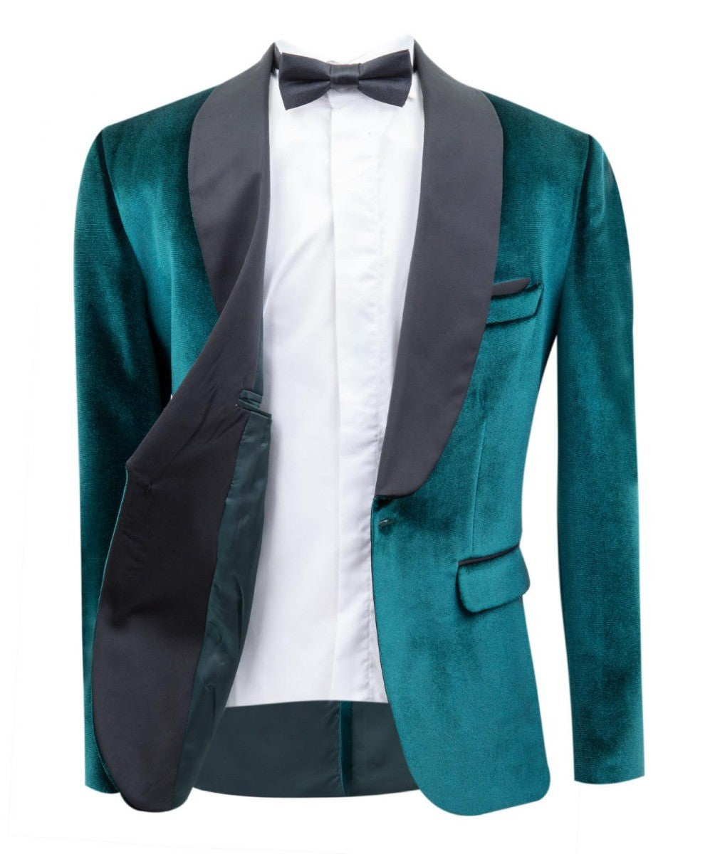 Boys Velvet Tuxedo Blazer Set - KINGSMAN - Green