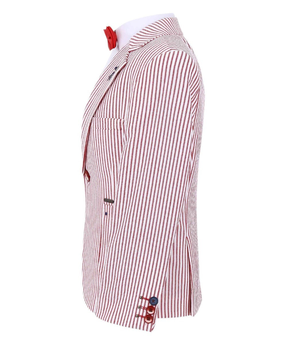 Jungen Slim Fit Nadelstreifen Boating Blazer - Rot