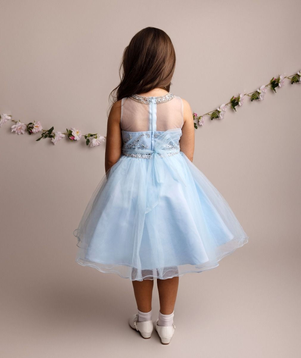 Robe en tulle avec embellissements en sequins pour filles - LOLA - Bleu Bébé