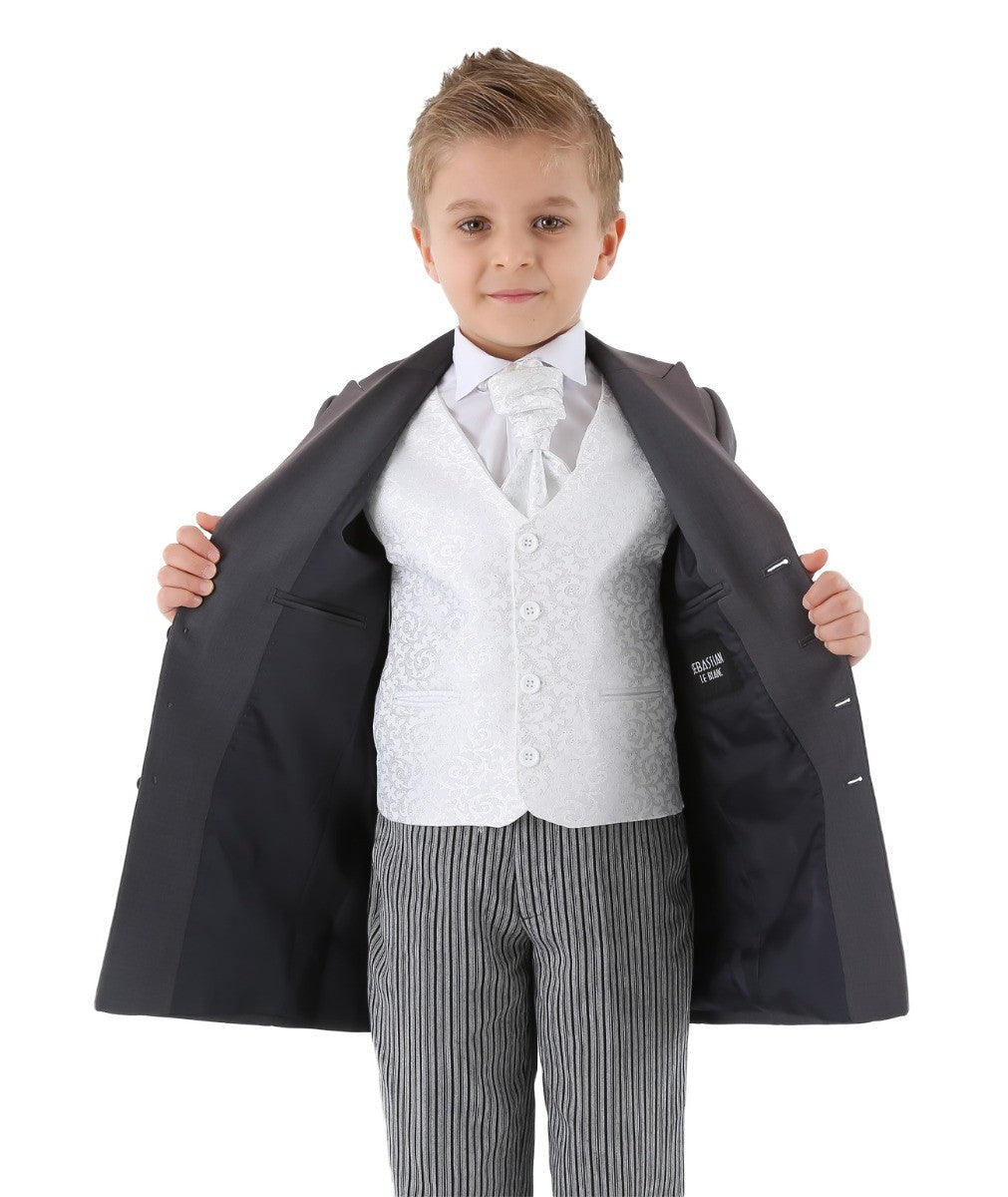 Boys Complete Tail Morning Suit - Charcoal Grey - Ivory