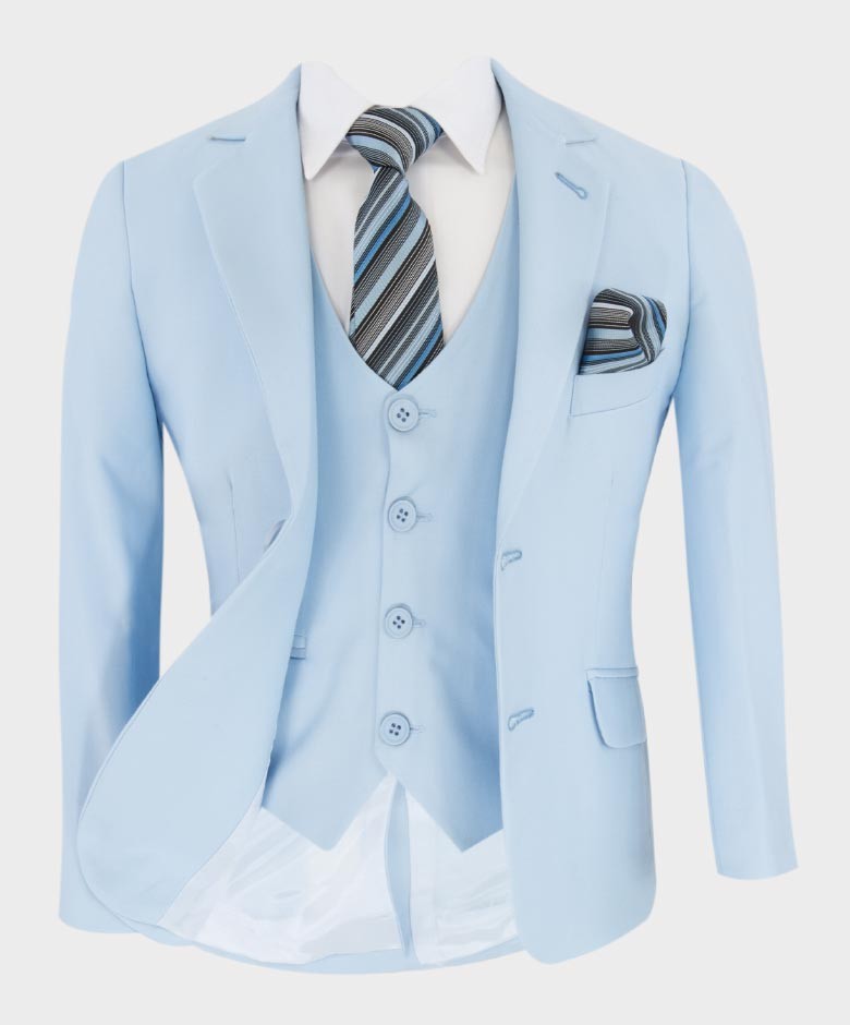 Ensemble Costume de Communion Tailleur Uni pour Garçons - Bleu Clair